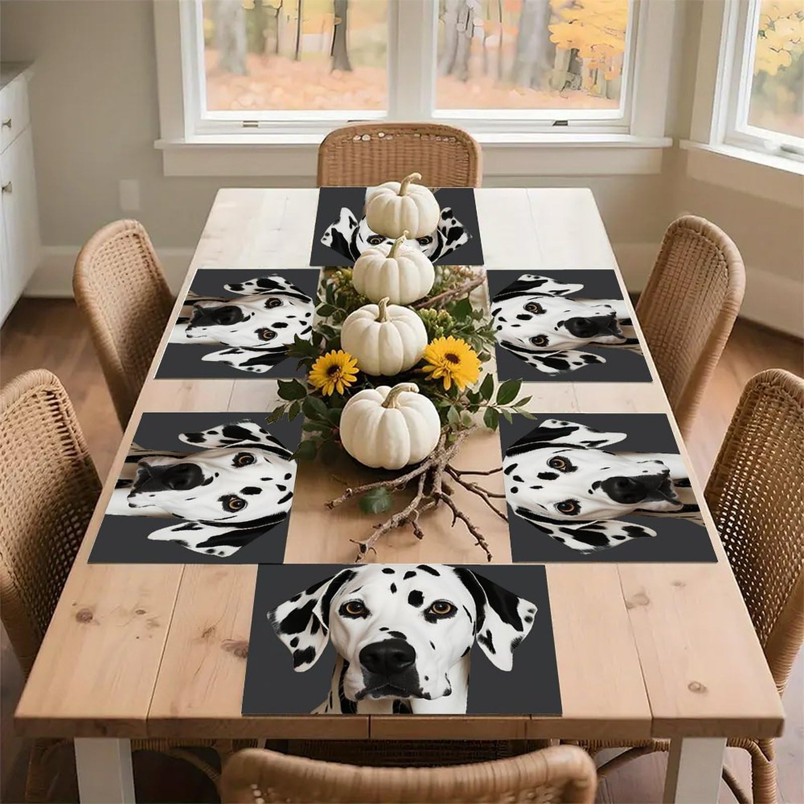 Dalmatian Place Mat for Restaurant, Portable Table Mat for Kitchen, Anti-Slip Placemats for Home, Fashionable Place Mats for Wedding, Party, Hotels, Apartments 30x45cm*6