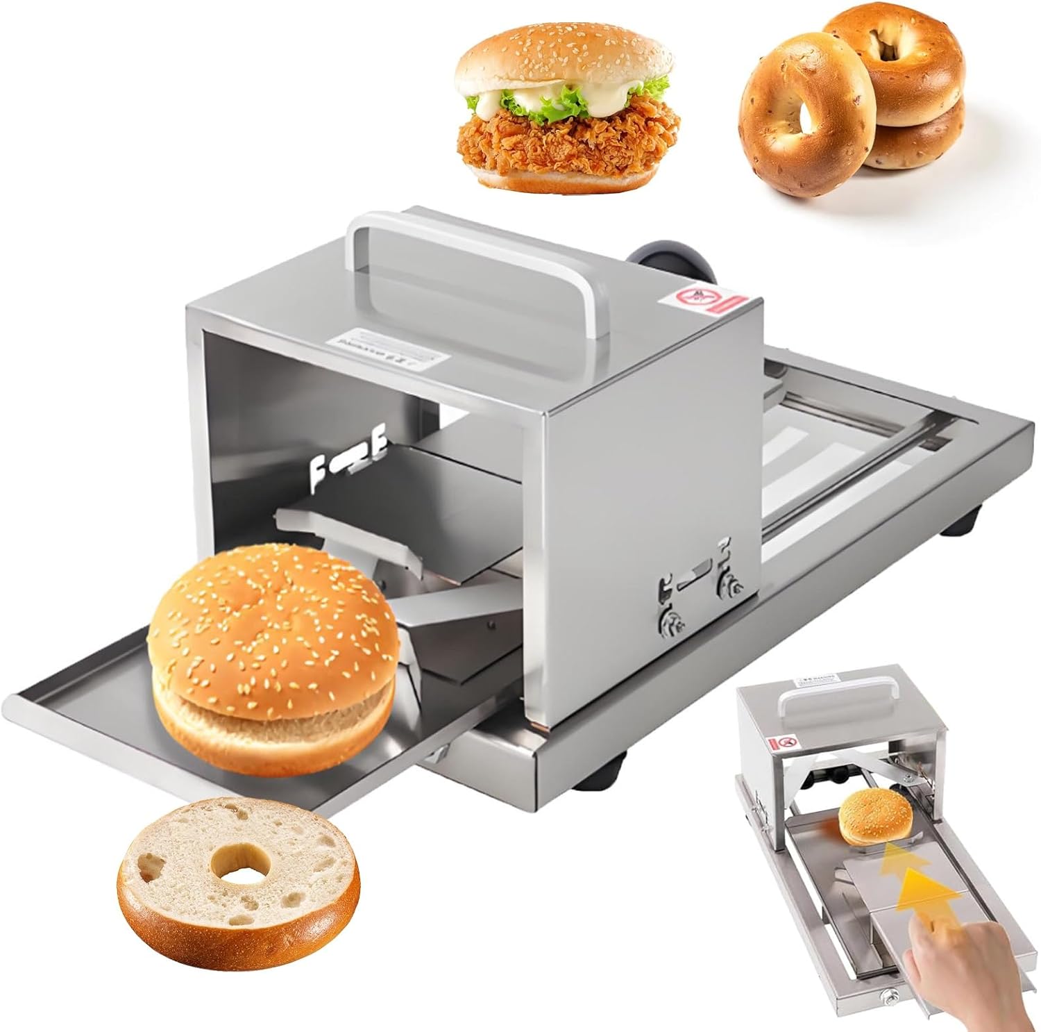 Manual Commercial Bread Slicer Cutter, Stainless Steel Bread Slicing Tool, Adjustable Cutting Thickness, Easy to Clean, Ideal for Home Family and Commercial Food Service Kitchens