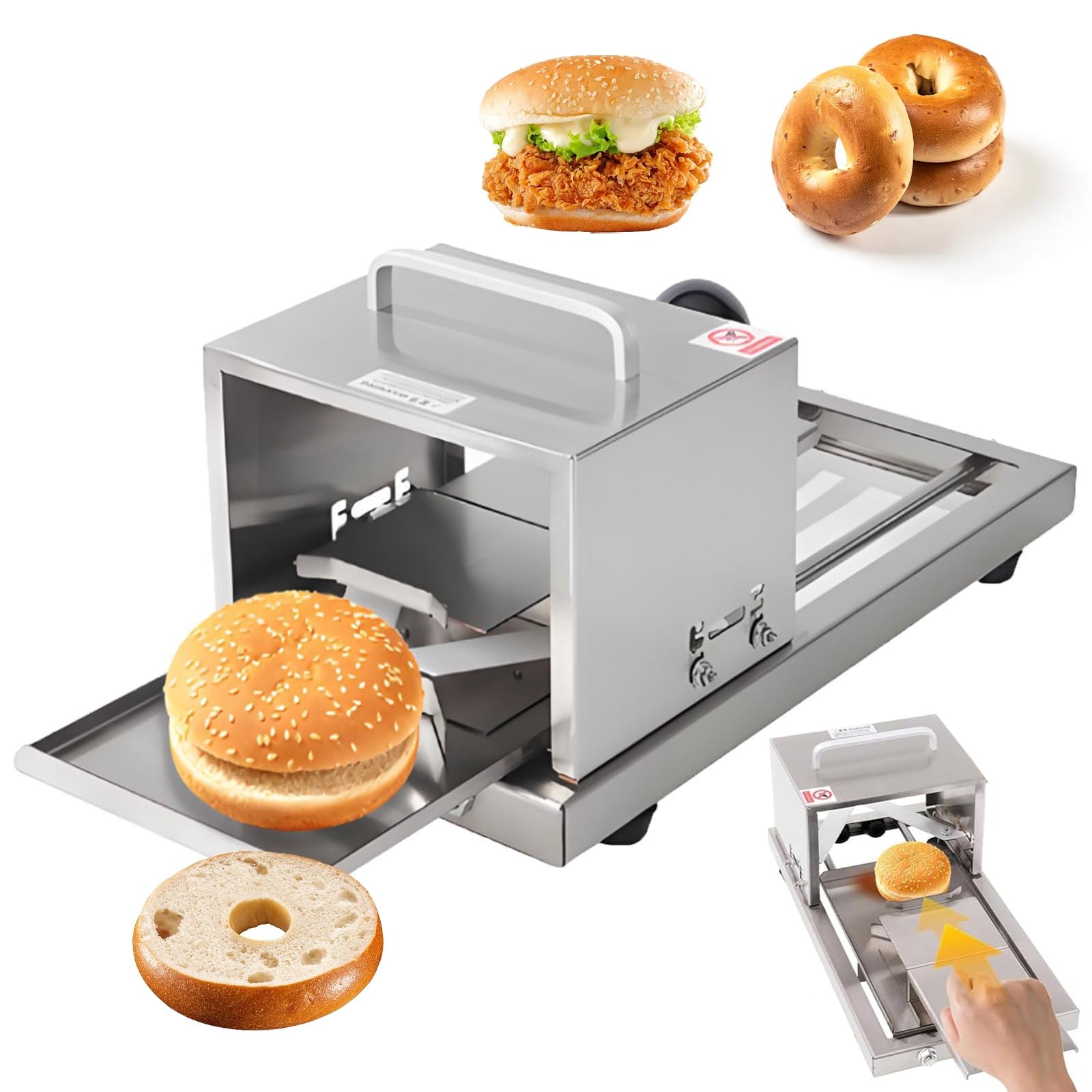asdchZen Commercial Bread Slicer With Adjustable Thickness, Stainless Steel Design For Easy Cleaning, Ideal For Home And Professional Kitchens