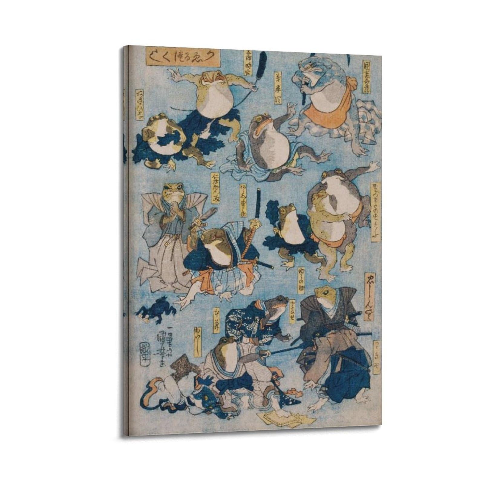 xiaoxiaoshen Utagawa Kuniyoshi Frogs Kabuki Heroes Japanese Canvas Poster Wall Art Prints Room Aesthetic Murals Bedroom And Living Decorations 24x36inch(60x90cm)