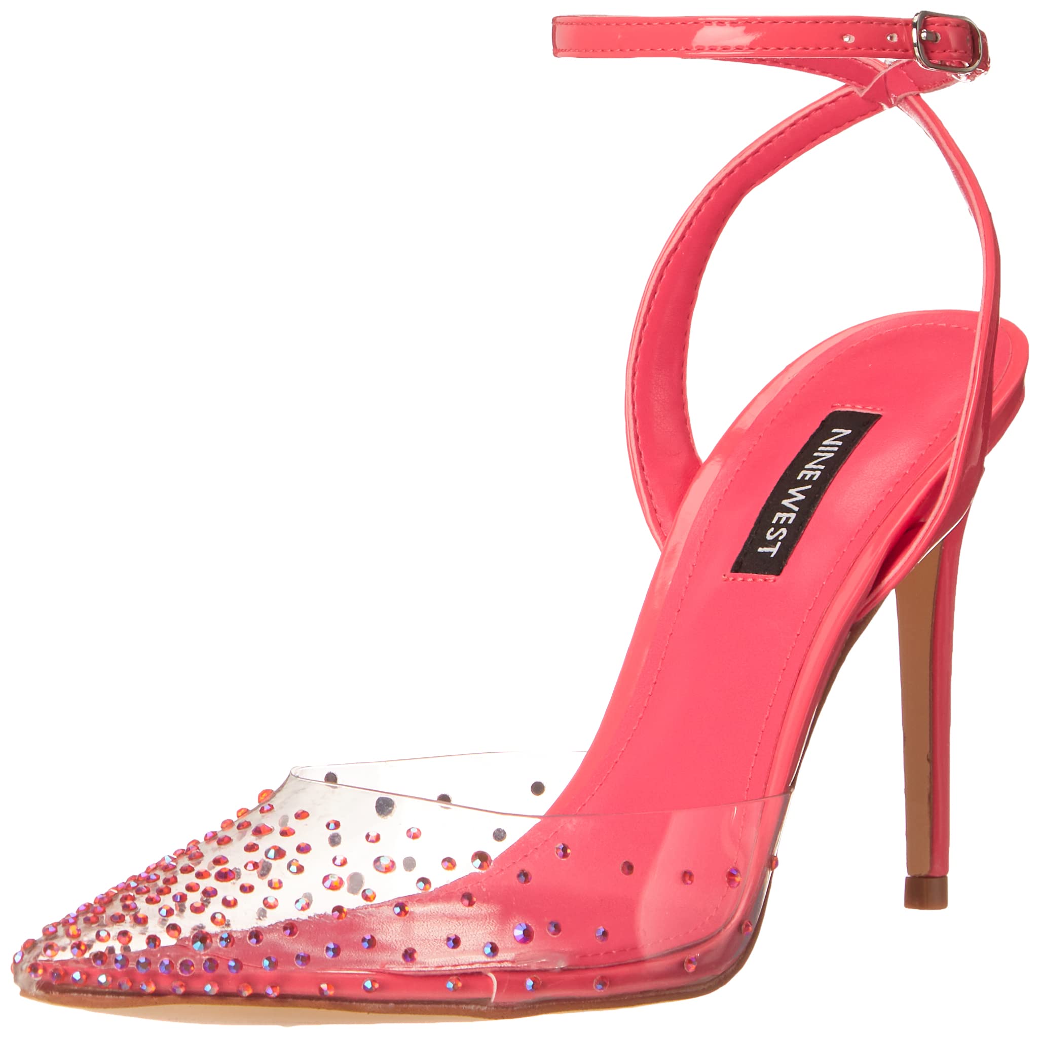 Nine West Women's Foreva3 Pump – Stiletto Heel With Ankle Strap & Rhinestone Toe Detail - View #11