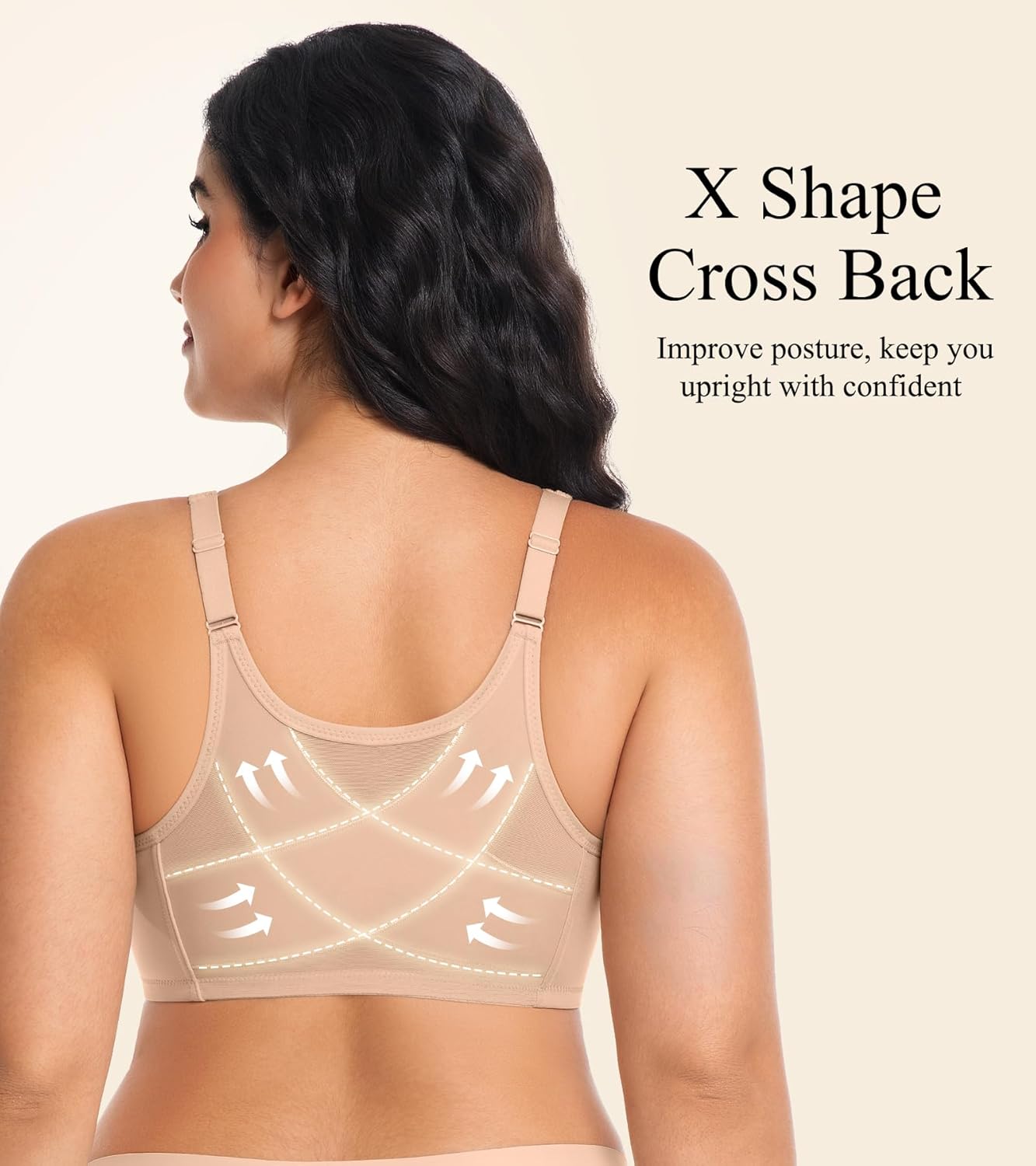 Front Closure Posture Bra, Full Coverage Plus Size Light Cup Front Clasp Everyday Bra - Image 4
