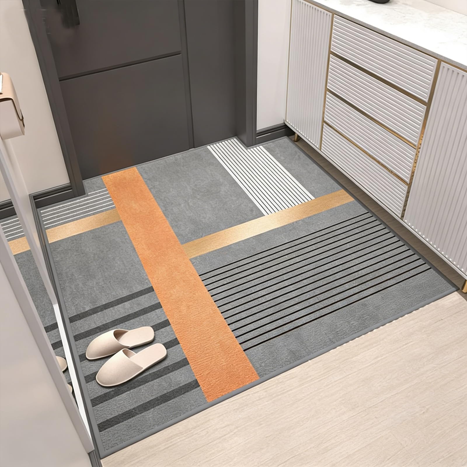 Tapis de salon 170x280 cm lavable et antidérapant à poil court doux pour chambre