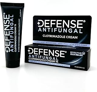 Defense Antifungal Cream 1% Clotrimazole Antifungal Treatment | Jock Itch, Ringworm, Athlete's Foot, Skin Fungus | Medicated Anti Fungal Treatment