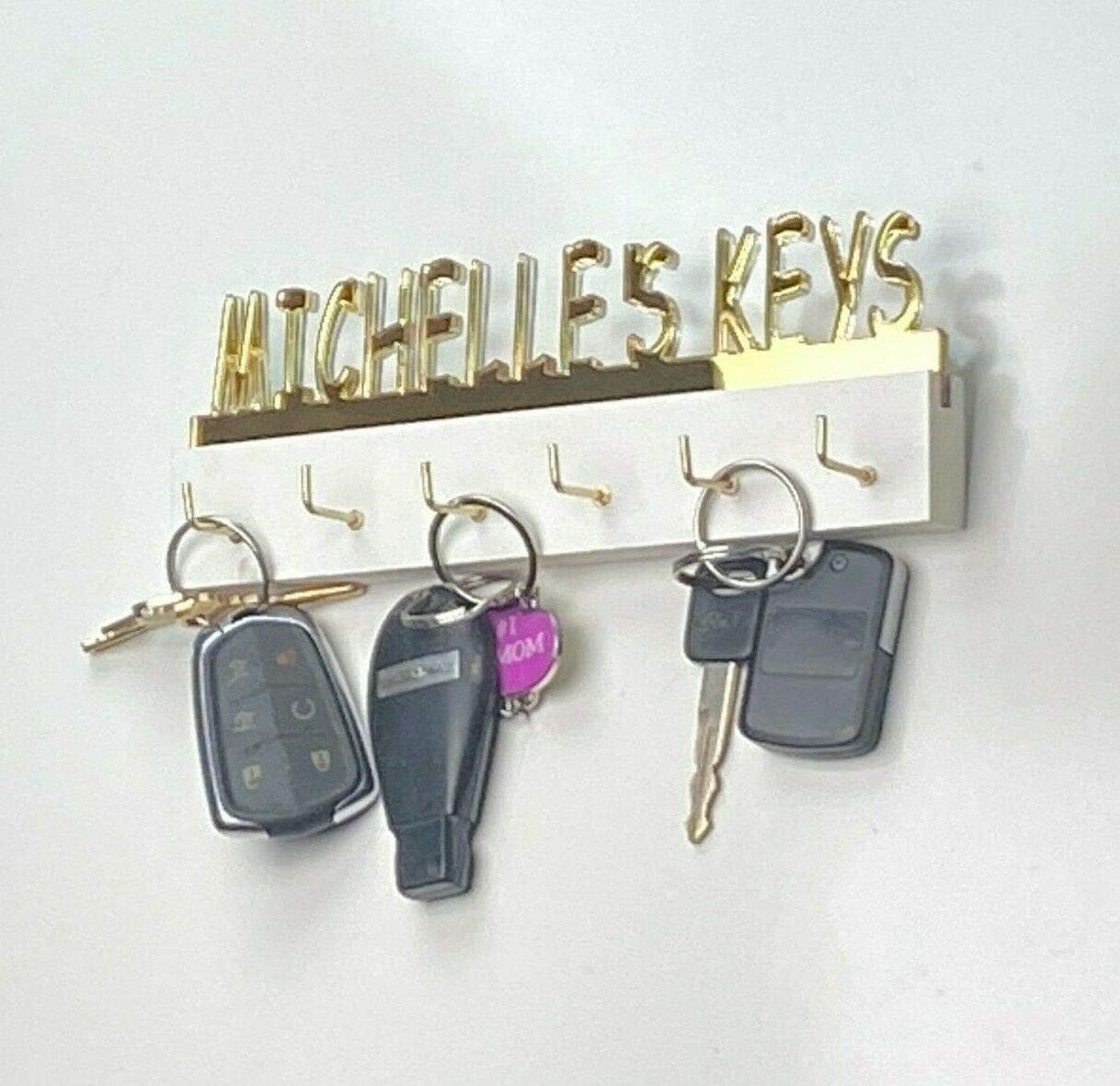 Custom Personalized Key Holder Hook Keys Wall Organizer, Storage Space For Living Space, Don't Misplace Those Keys Any Longer, Made to Order with Your Name or Favorite Word On It, Great Gift!