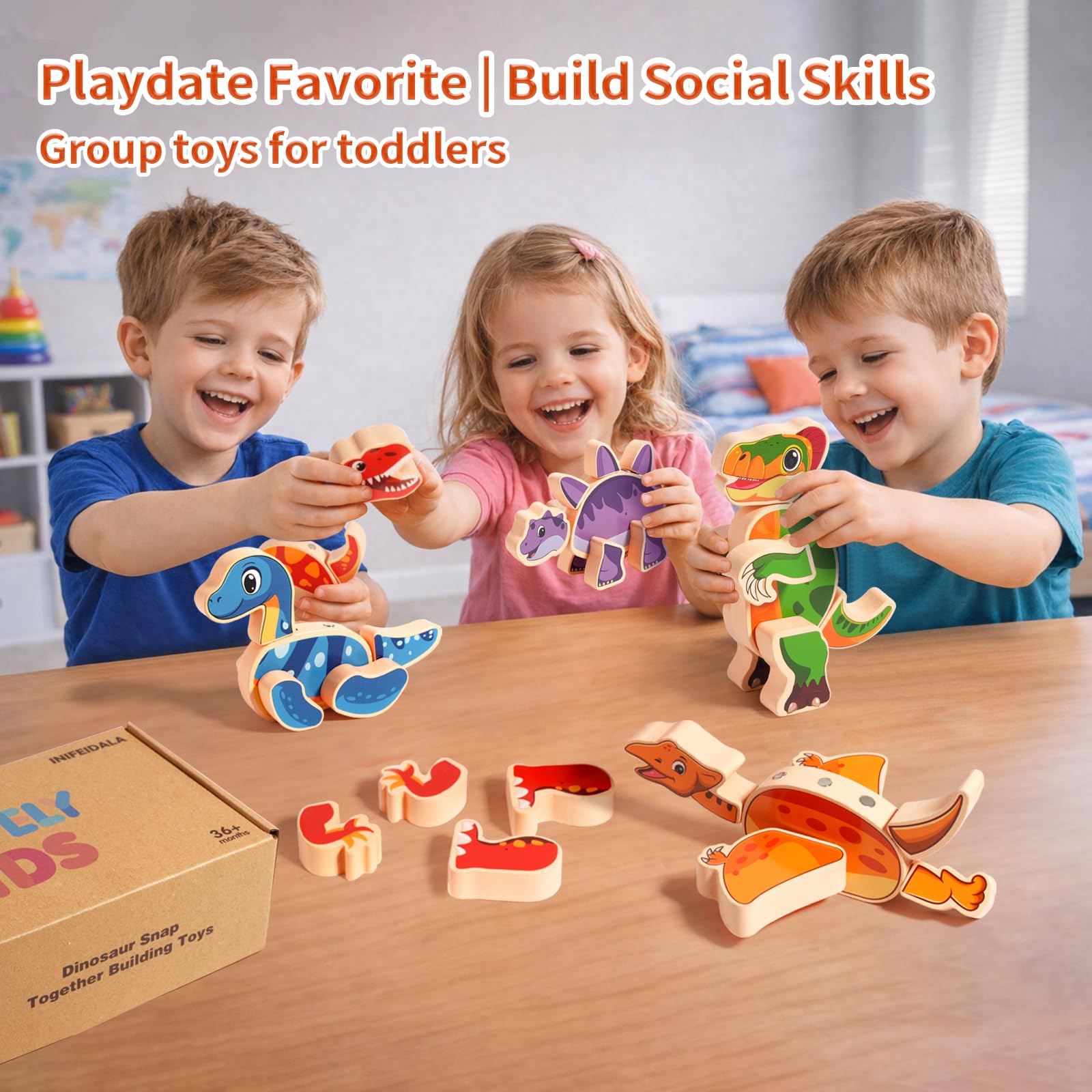 INIFEIDALA Magnetic Dinosaur Building Blocks -4