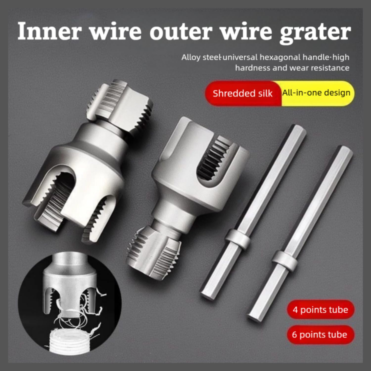 Integrated Internal & External Pipe Threading Tool,2025 New Pipe Thread Cutting Tool,1/2'' & 3/4'' PVC Pipe Threader Kit,Electric Drill Compatible Threader Kit for Home Repair (1/2''+3/4'')