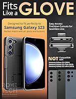 Vista 2 de Funda diseñada para Samsung Galaxy S23 con funda de clip para cinturón, funda de teléfono con función atril, color negro