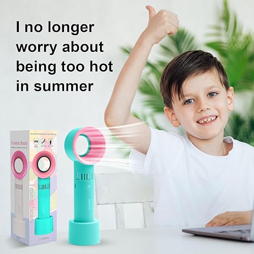 Miniatura 7 de fenshine Miniventilador portátil recargable por USB, sin aspas, para extensiones de pestañas, soplador de aire acondicionado para suministros