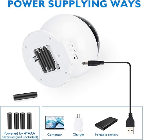 Miniatura 6 de Luz de noche para niños, luz nocturna de estrellas, proyector de nebulosa y estrellas de 360 grados de rotación, 4 bombillas LED, 12 colores de luz