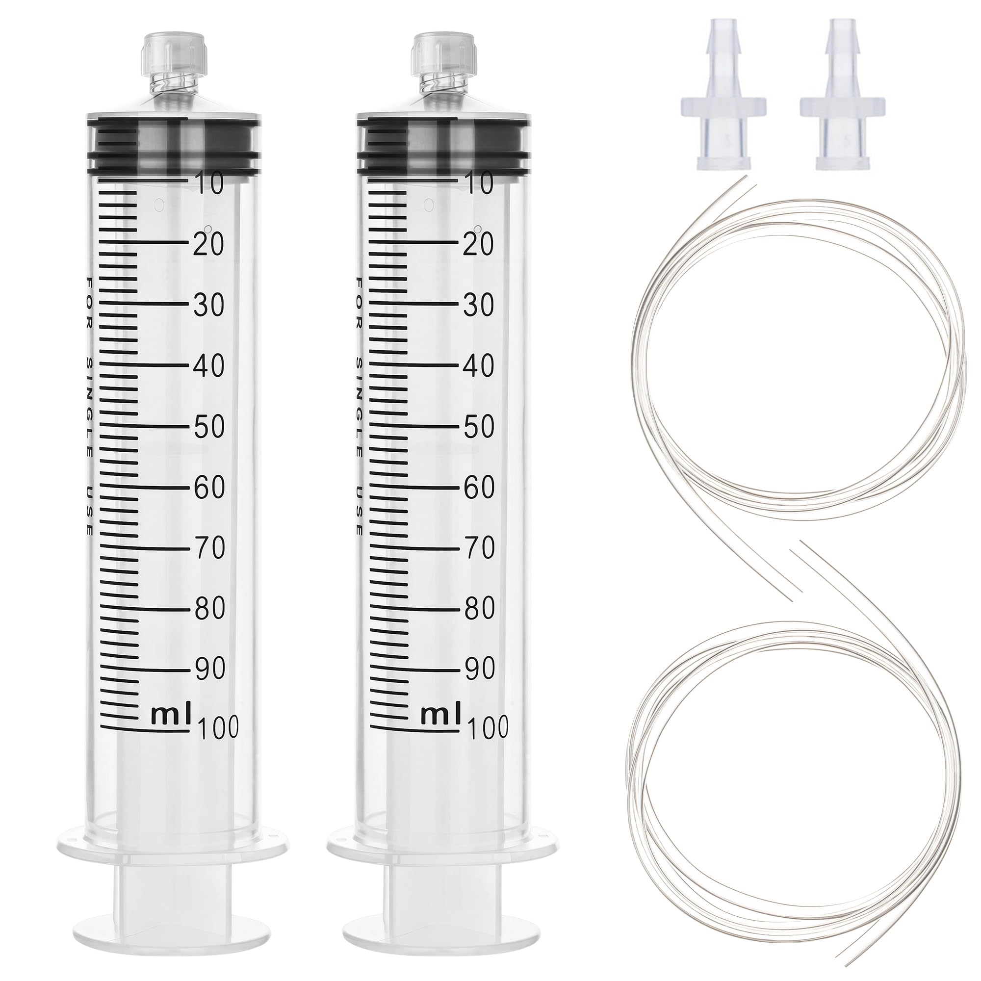 100ml Luer Lock Syringe with 39 Inch Plastic Tube and Luer Connections
