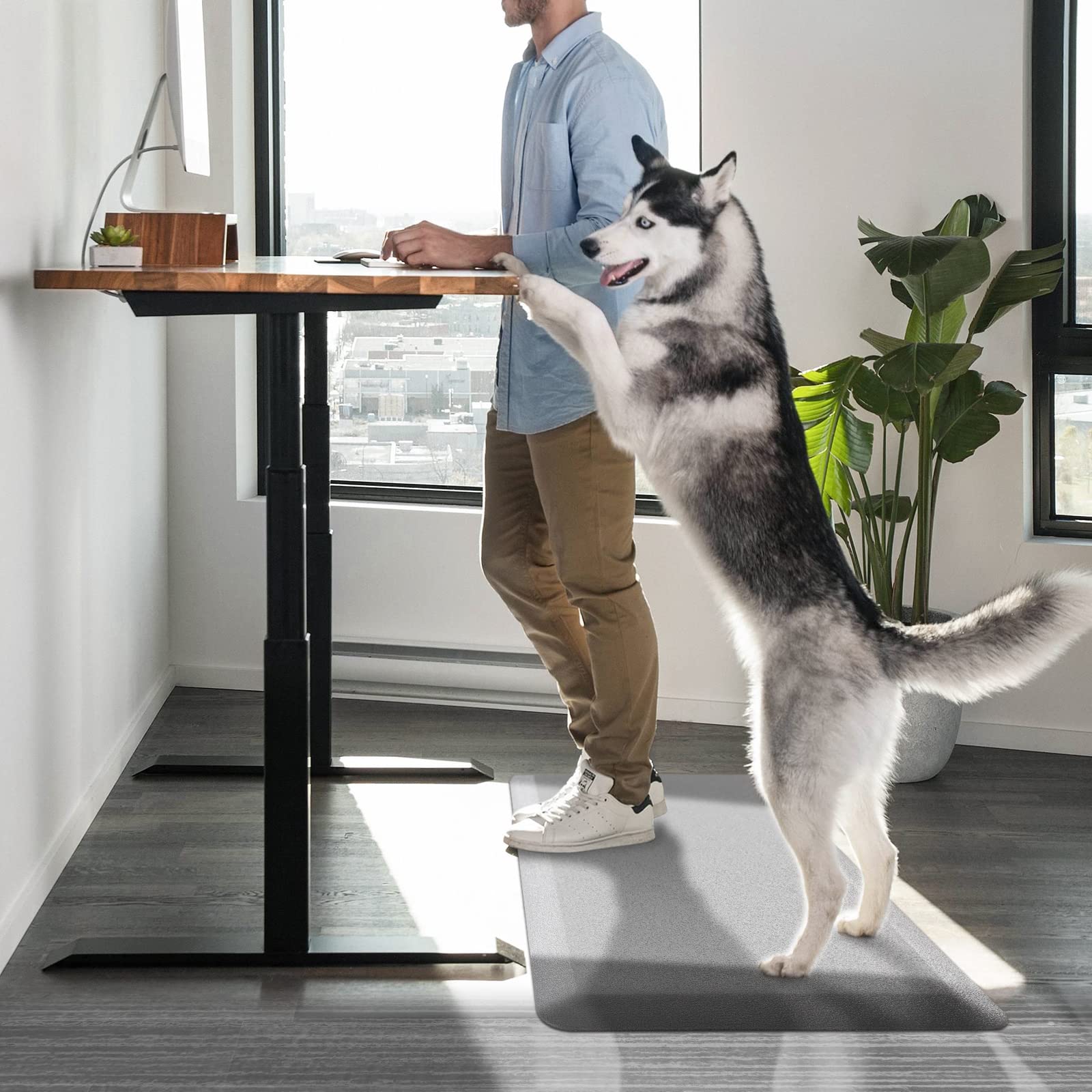 Carvapet Antiscivolo Tappetino da Cucina Anti-Fatica Stuoie in Piedi Spessore 20mm Tappetini da Cucina PVC impermeabile Tappeto da Cucina(Grigio,44x152cm)