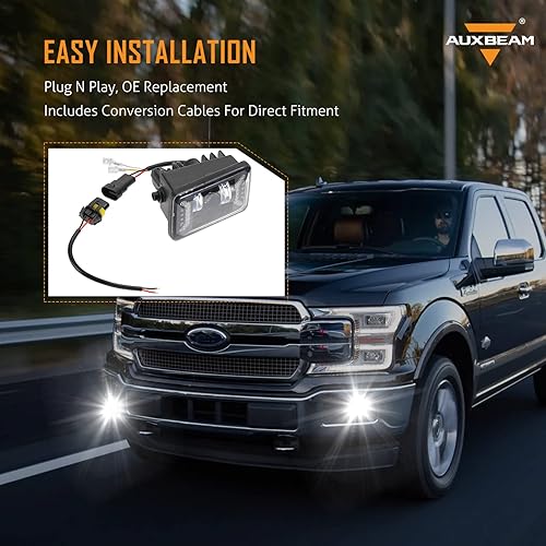 Miniatura 7 de Auxbeam 2023 Actualización de luces antiniebla LED con DRL + luz de señal para Ford F150 2015-2020, 4 pulgadas, luces antiniebla de conducción