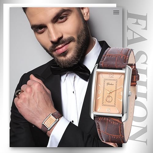 Miniatura 5 de Avaner Relojes de pulsera cuadrados vintage relojes retro casuales de negocios de cuero de cuarzo analógico para hombres y mujeres