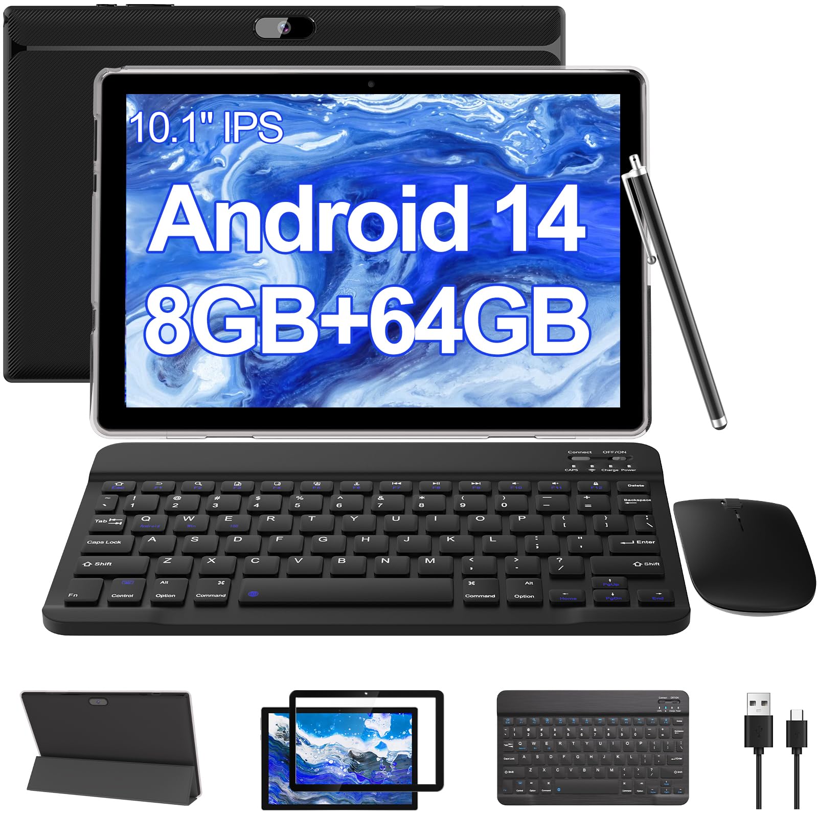 Amazon.com : BYANDBY Android 14, 2 in 1 Tablet with Keyboard