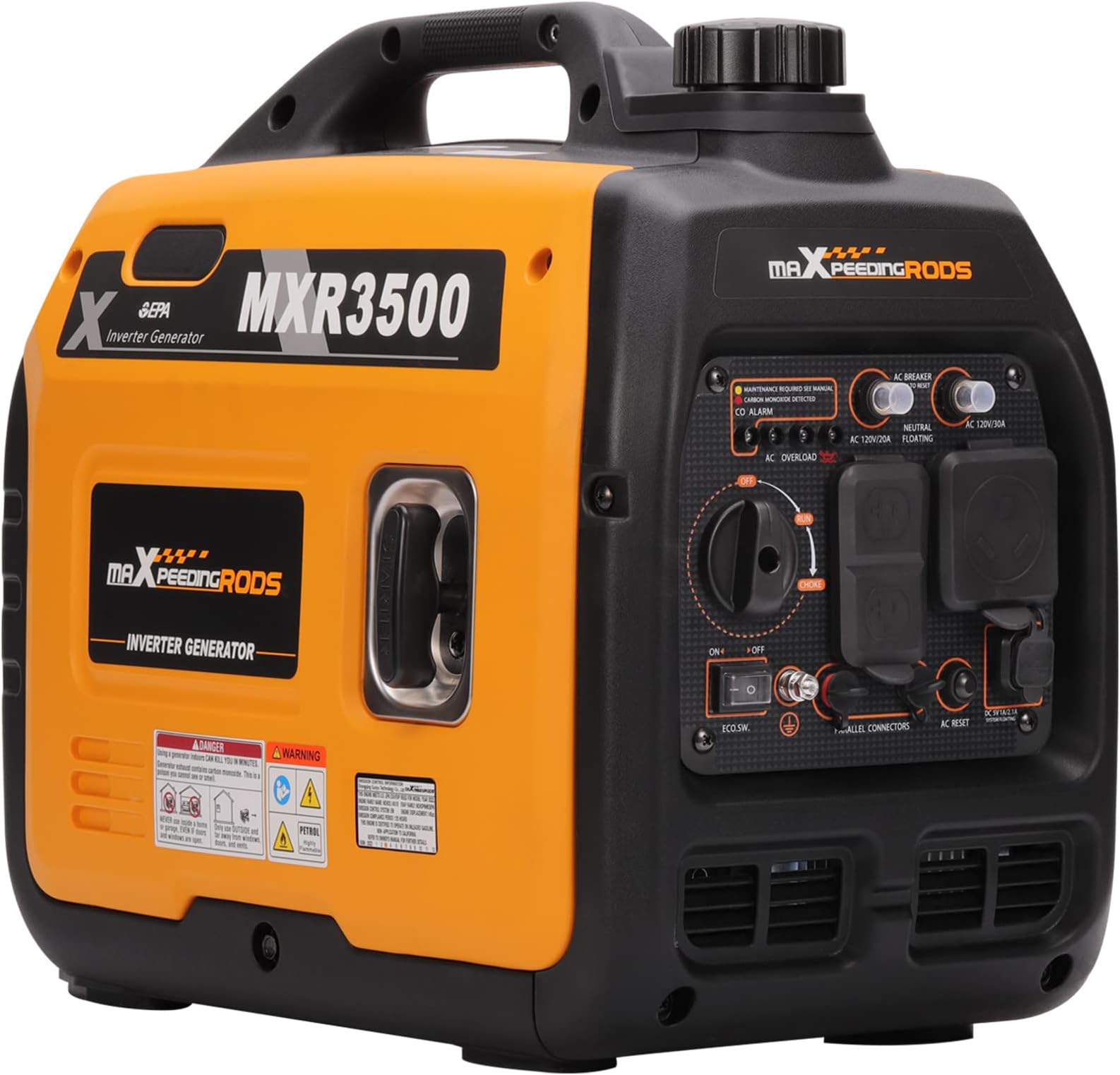 3500 Watt Portable Inverter Generator Gas Powered, EPA Compliant, Compact and Lightweight for Home Backup Power, Outdoor Camping, RV and Trailer