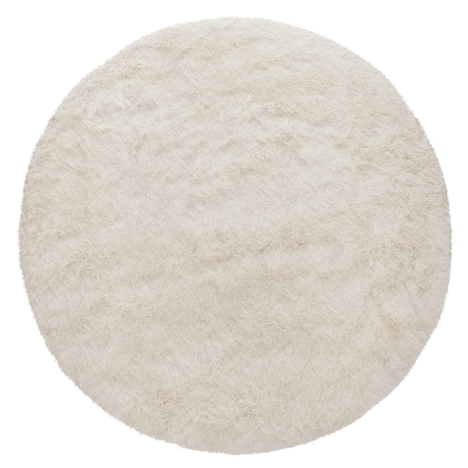 Paco Home Tapis De Salon Poil Long Rond Salon Tapis Shaggy Moderne Poil Long Fausse Fourrure Moelleux Monochrome, Dimension:160 cm Rond, Couleur:Ivoire (Crème)