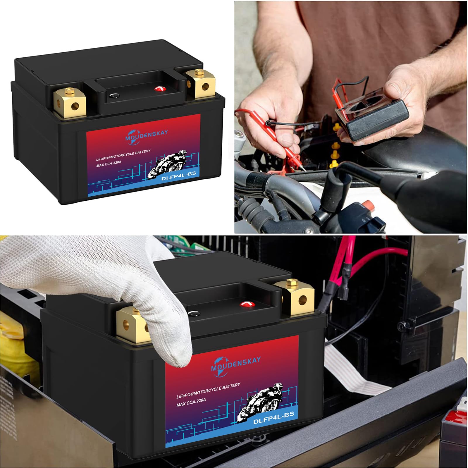 Akumulator litowy do motocykla, 12 V, akumulator litowy z BMS, YTX4L-BS 2,5 Ah, 200CCA LiFePO4, akumulator rozruchowy do motocykli, ATV, UTV, skuterów, skuterów śnieżnych i wielu innych
