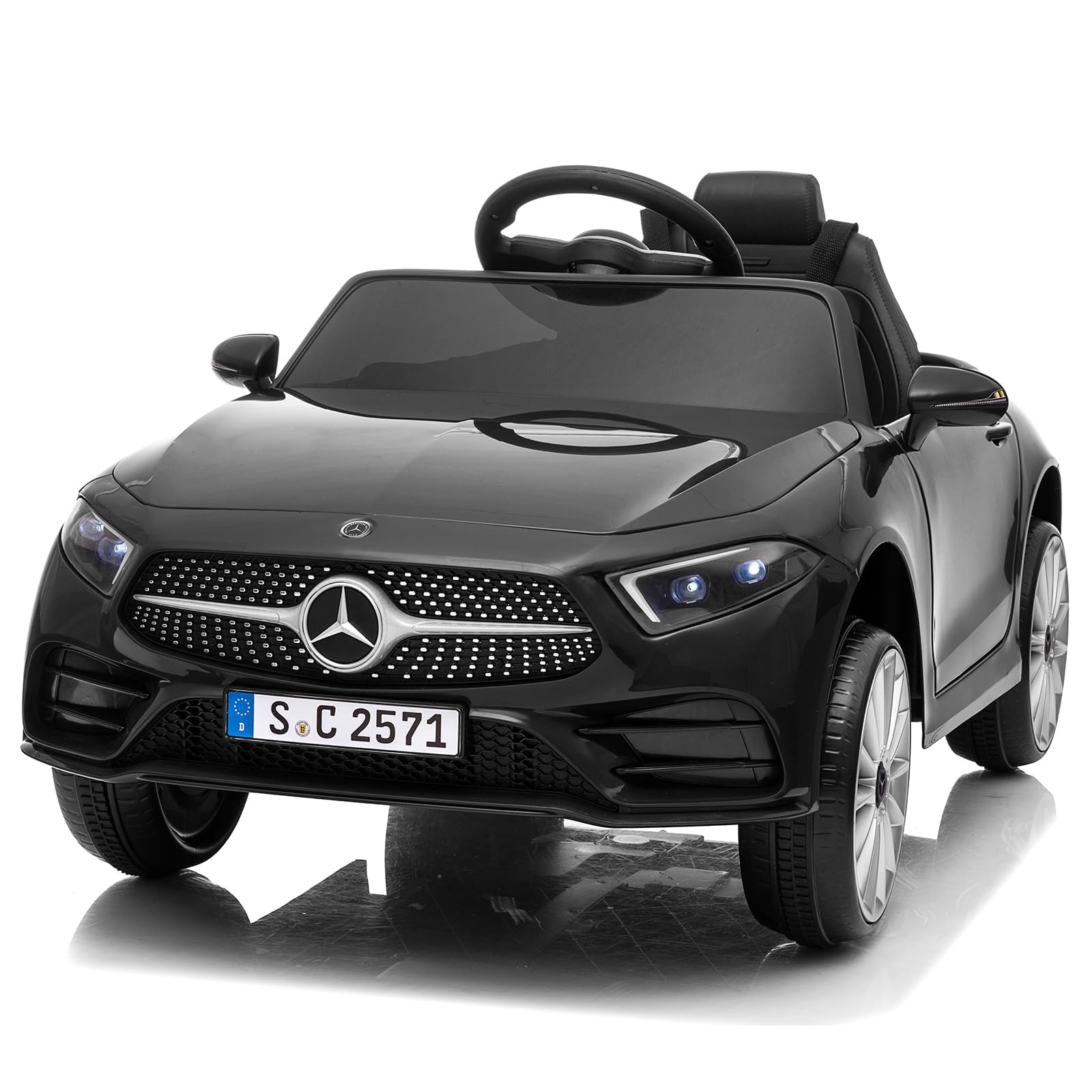 LALAHO Auto elettrica per bambini Mercedes CLS 350 12 V (Nero) | Doppi Motori, Telecomando 2.4 GHz, MP3, Sospensioni, Auto Elettrica per Bambini 3-5 Ann
