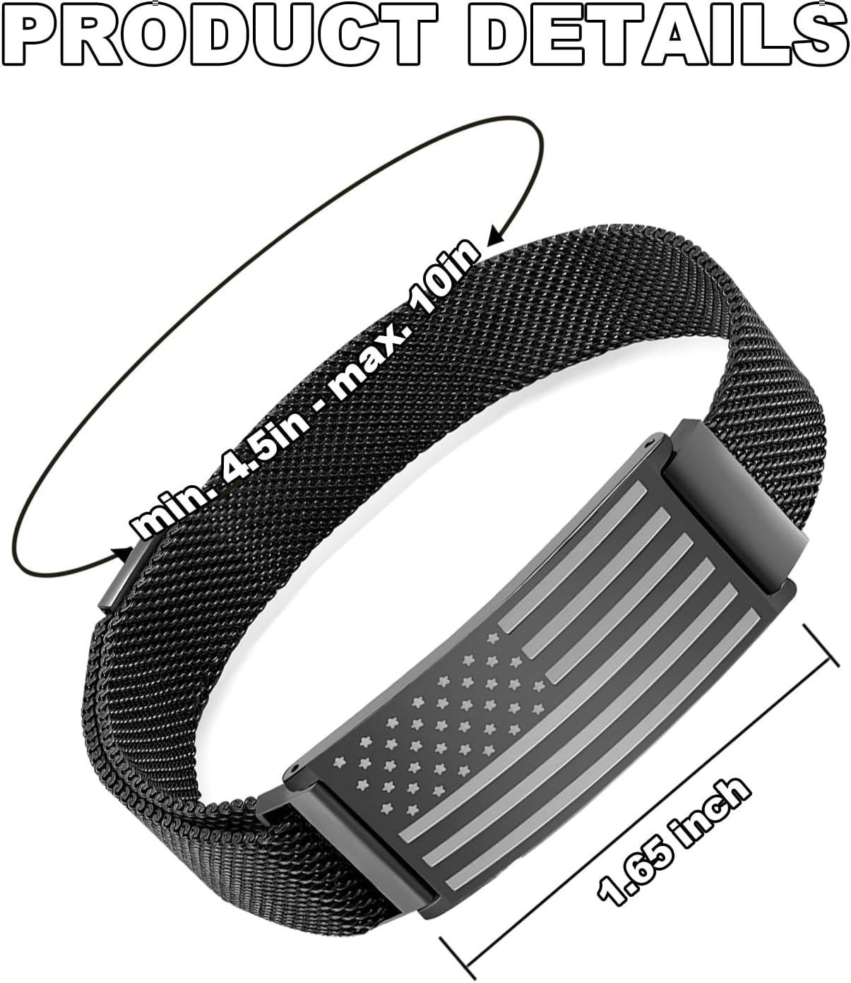 To My Dad Son Husband Man Bracelet, American Flag Bracelets for Men, Black Strap Adjustable Jewelry, Gifts for Valentines Christmas Birthday - Image 3