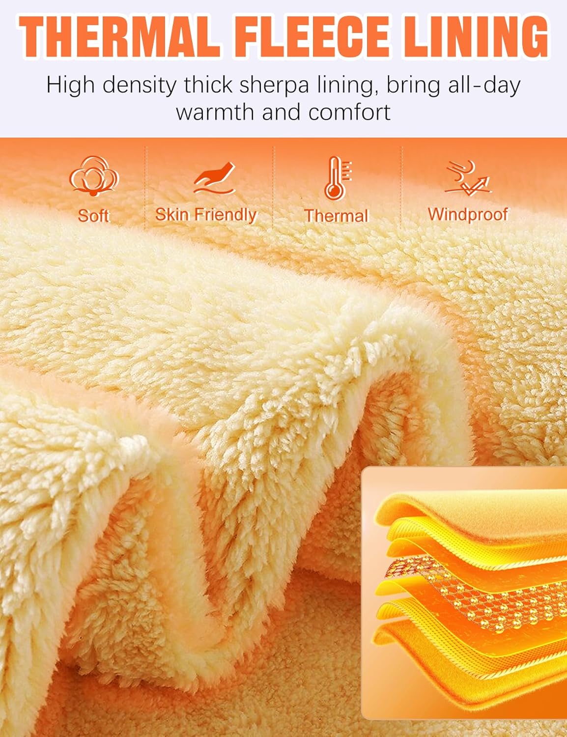 Flygo Men's Sherpa Lined Sweatshirts Fleece Pullover Top Cotton Crew Neck Sweatshirt Warm Sweater Winter Clothes - Image 5