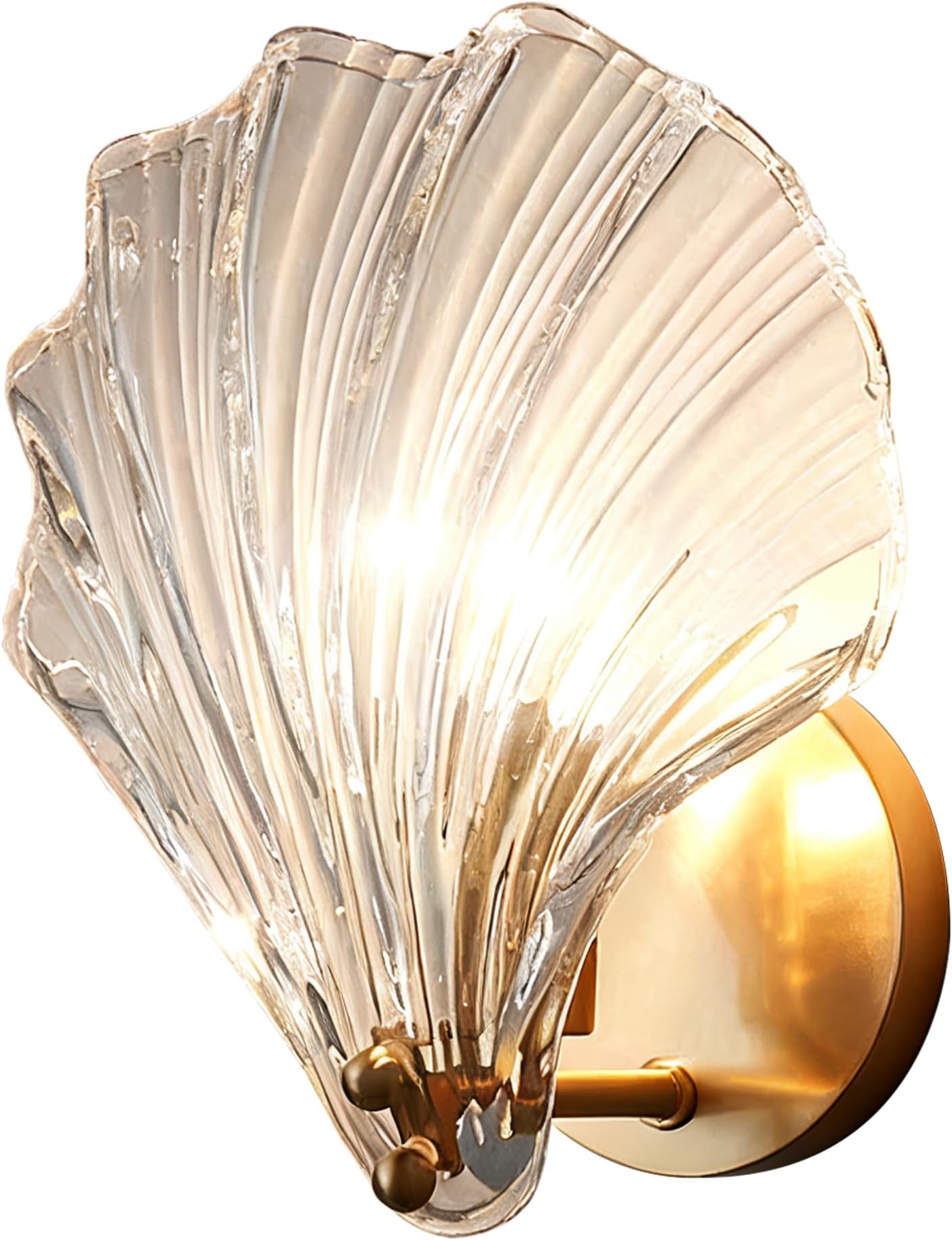 Shell Shape Wall Lamp with H65 Copper Base & Crystal Glass Shade - Modern LED Wall Light for Bedroom Living Room - Elegant Decorative Wall Sconce (111V-240V)