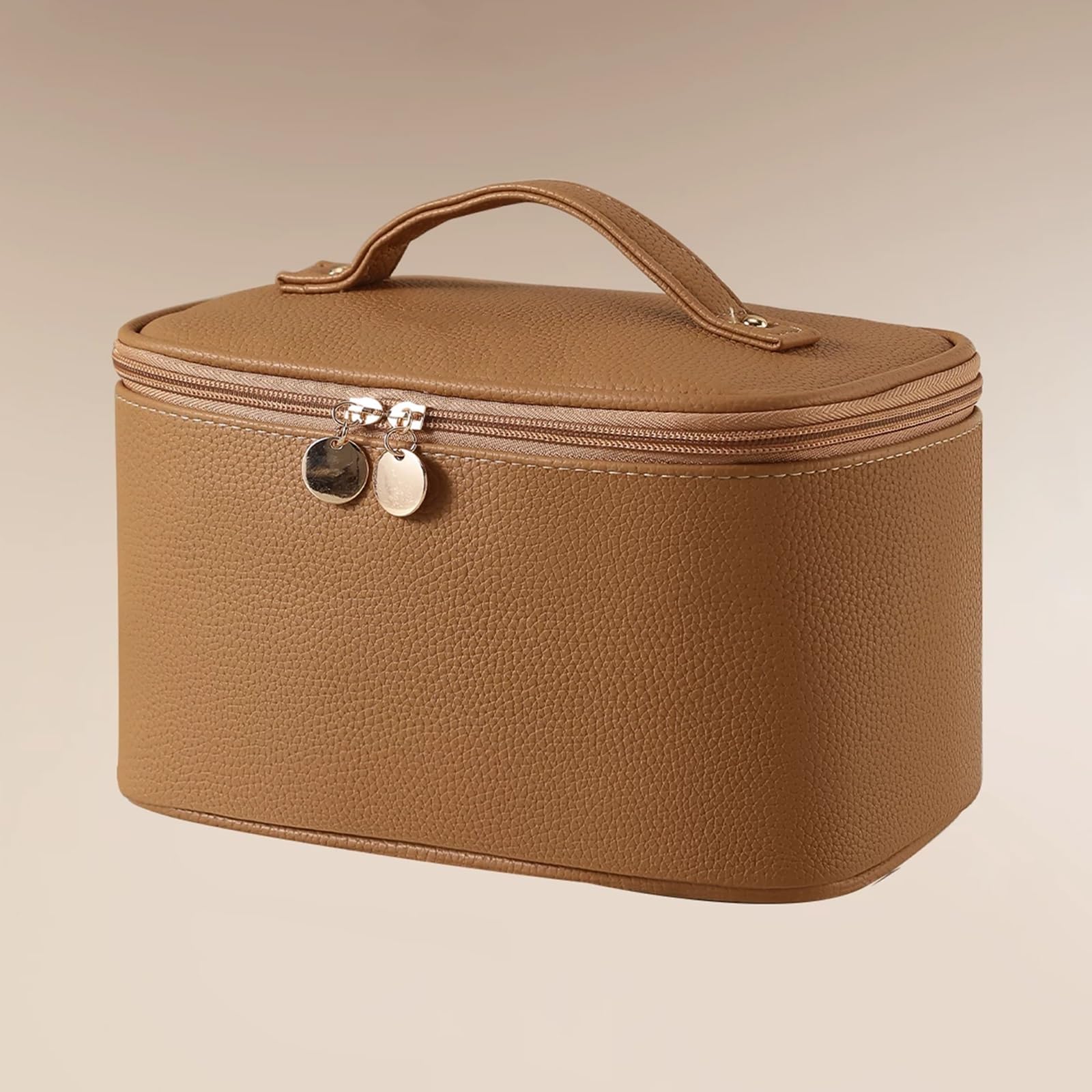 Pochette Trucchi, Beauty Case da Viaggio Donna Borsa da Toilette, Design Verticale Più Alto, Estetica Elegante e Raffinata, con Scomparto Integrato per I Viaggi(Brown)