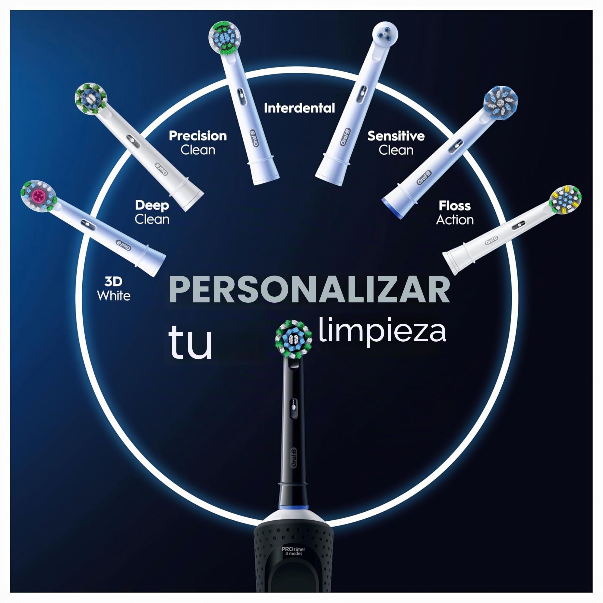 Oral-B Vitality Pro - Cepillo de dientes eléctrico, 1 mango, 2 cabezales de cepillo de dientes, 3 modos de cepillado incluyendo Sensitive Plus, enchufe británico de 2 pines, color negro