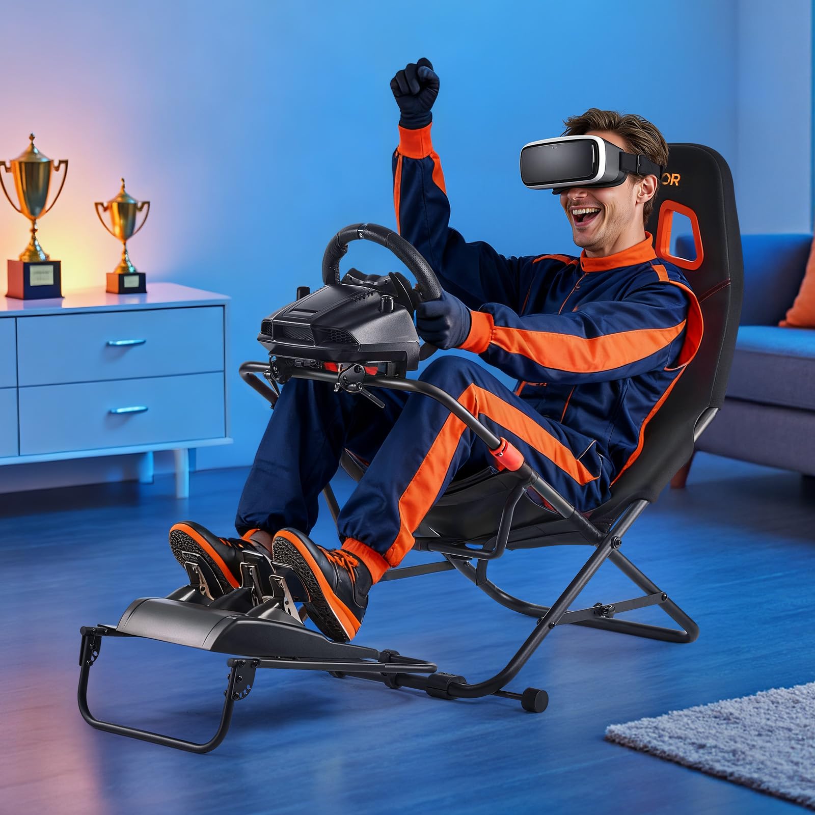 VEVOR Lenkradständer, Faltbarer & Verstellbarer Rennsimulator-Cockpit, 620 mm, Kompatibel mit Logitech G923/G920/G29, Thrustmaster T248P, Fanatec, Hori, Mad Catz, Schwarz