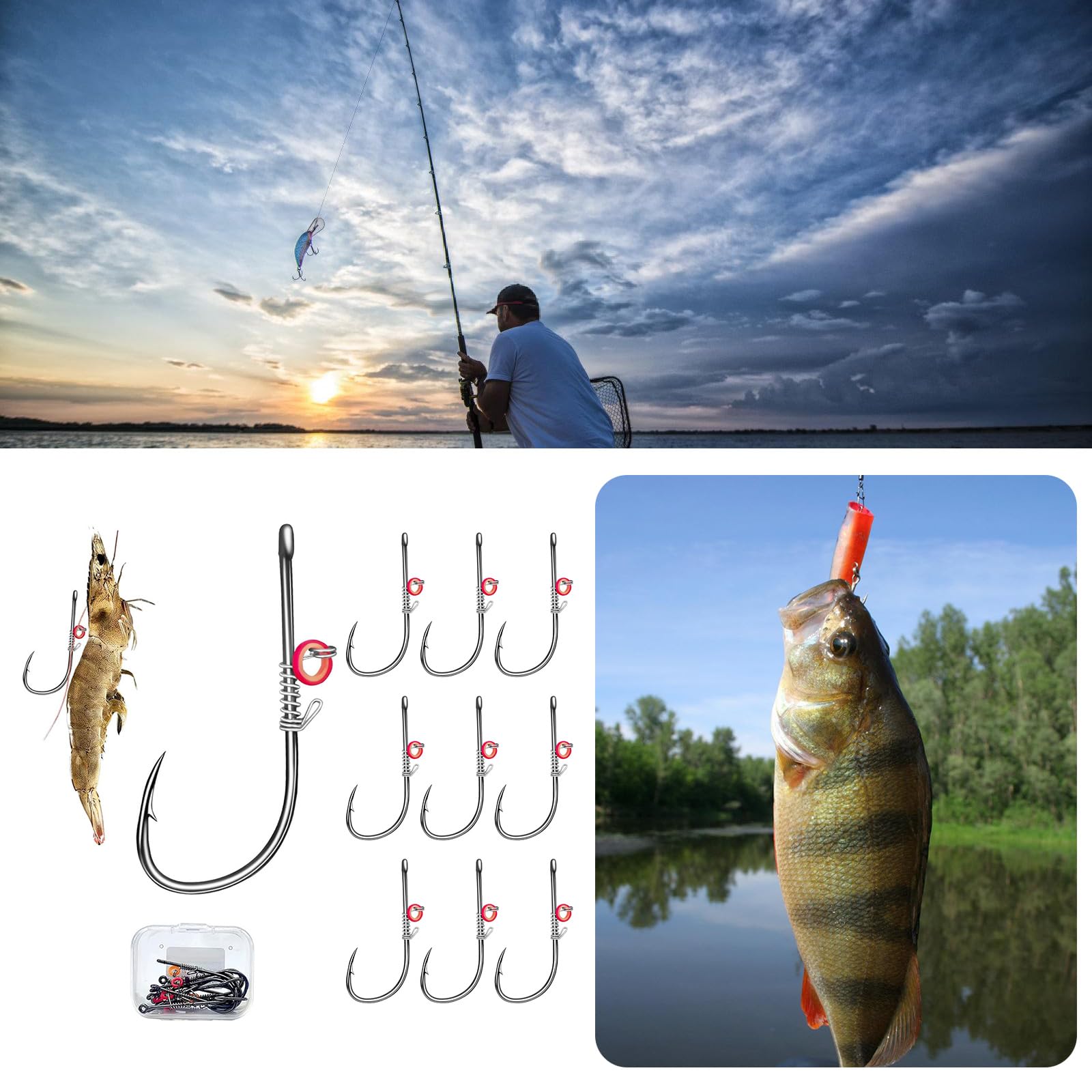 Hameçons Triple Pour Pêche Aux Crevettes – Lot De 10/15, Acier Haute Teneur En Carbone, Taille 1/0