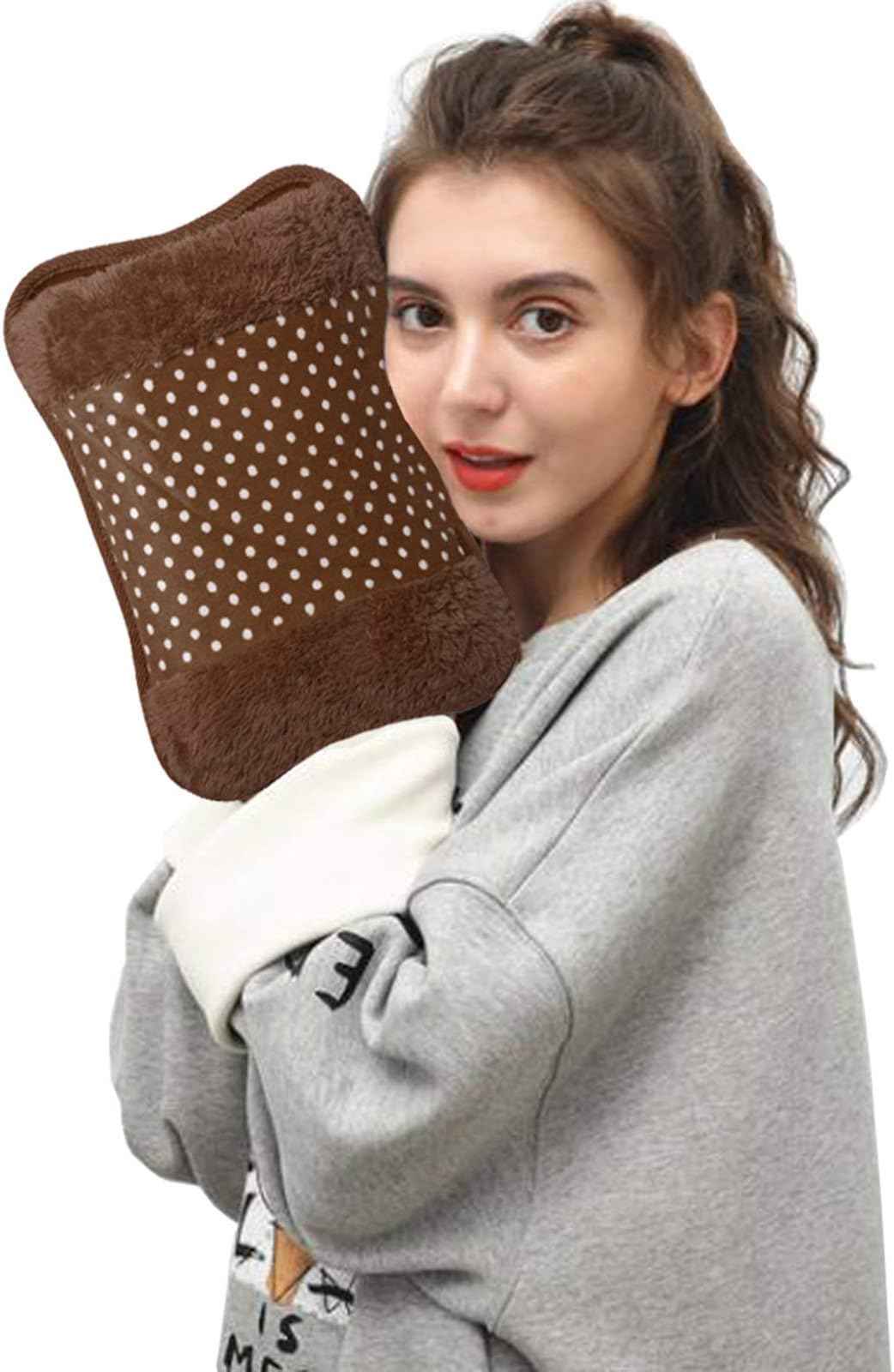 Lemical Electric Hot Water Bottle Rechargeable Explosion Proof Hot Water Bag Heating Pads Hand Foot Warmer - for Pain Relief Heat Therapy Cramps Arthritis, Coffee