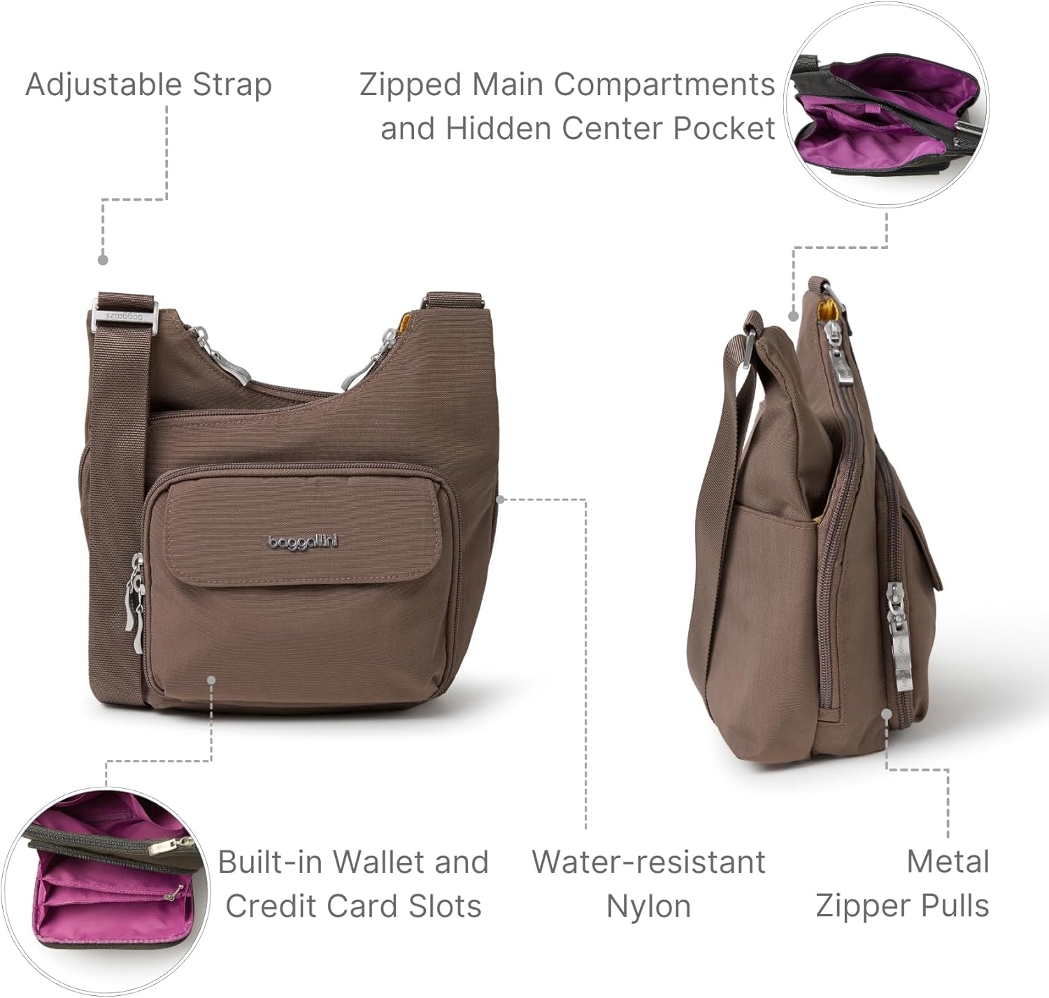 Baggallini womens Criss Cross 10x11" Crossbody Bags for Women - Image 5