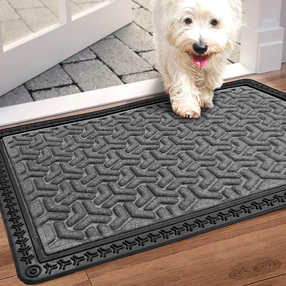 Rectangular Floor Mat - Polypropylene Anti Slip Doormat For Home Entrance, Rubber Backing Indoor Outdoor Mats For Floor, Living Room, Bathroom & Office Use (60X40 Cm, Grey)