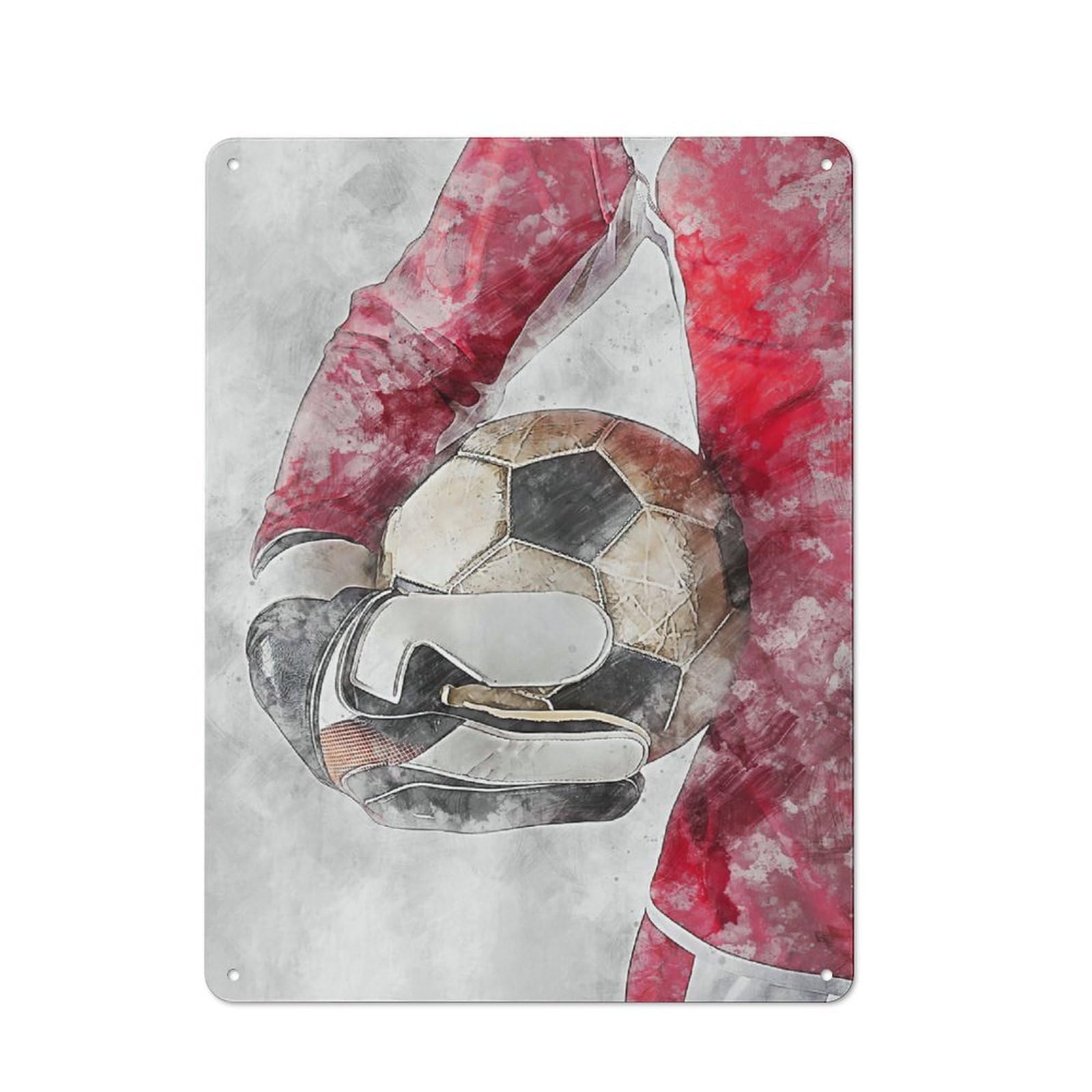 Tin Sign with Football 6 Design 40x30cm, Creative Creative Space Decor for Home Office, Reading Corner Or Bedroom