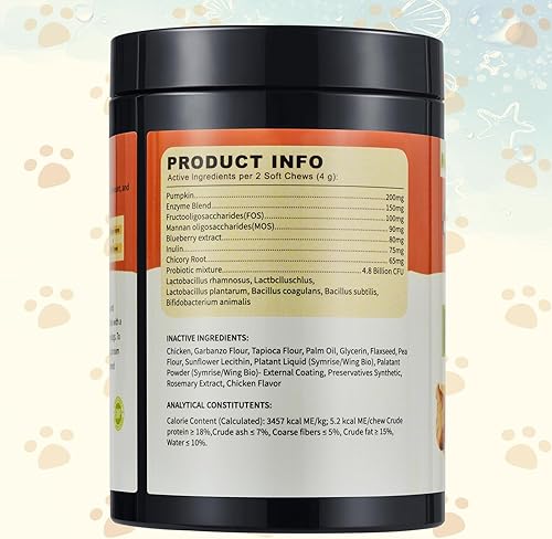 Miniatura 8 de Probióticos para perros  200 probióticos masticables para perros, apoya la salud intestinal, inmunidad y alivio de gases de diarrea  Suave con