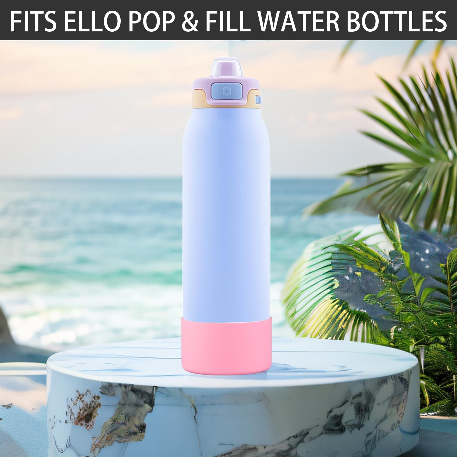 2 PCS Ello Pop Water Bottle Boot - Silicone Bottom for 22 OZ Stainless Steel Bottle, Accessories to Avoid Scratches and Noise (Rose Red)