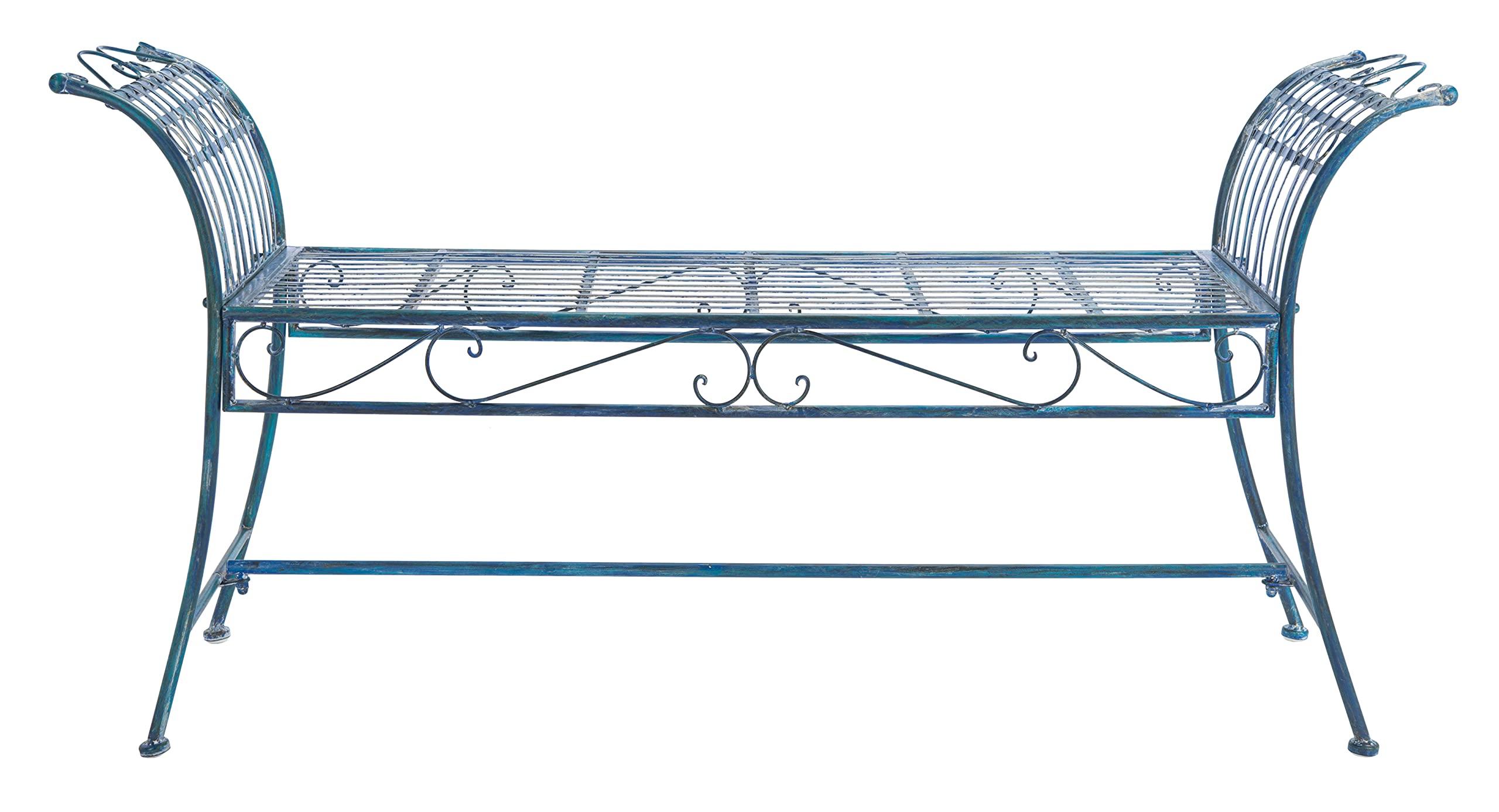 Safavieh Panca Da Giardino In Ferro Battuto – Stile Shabby Chic Vintage, Finitura Bianco Antico, 137 Cm
