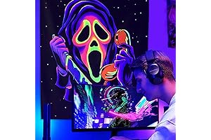 SparkLia Blacklight Horror Skull Glow in the Dark Tapestry-Light Up Your Night