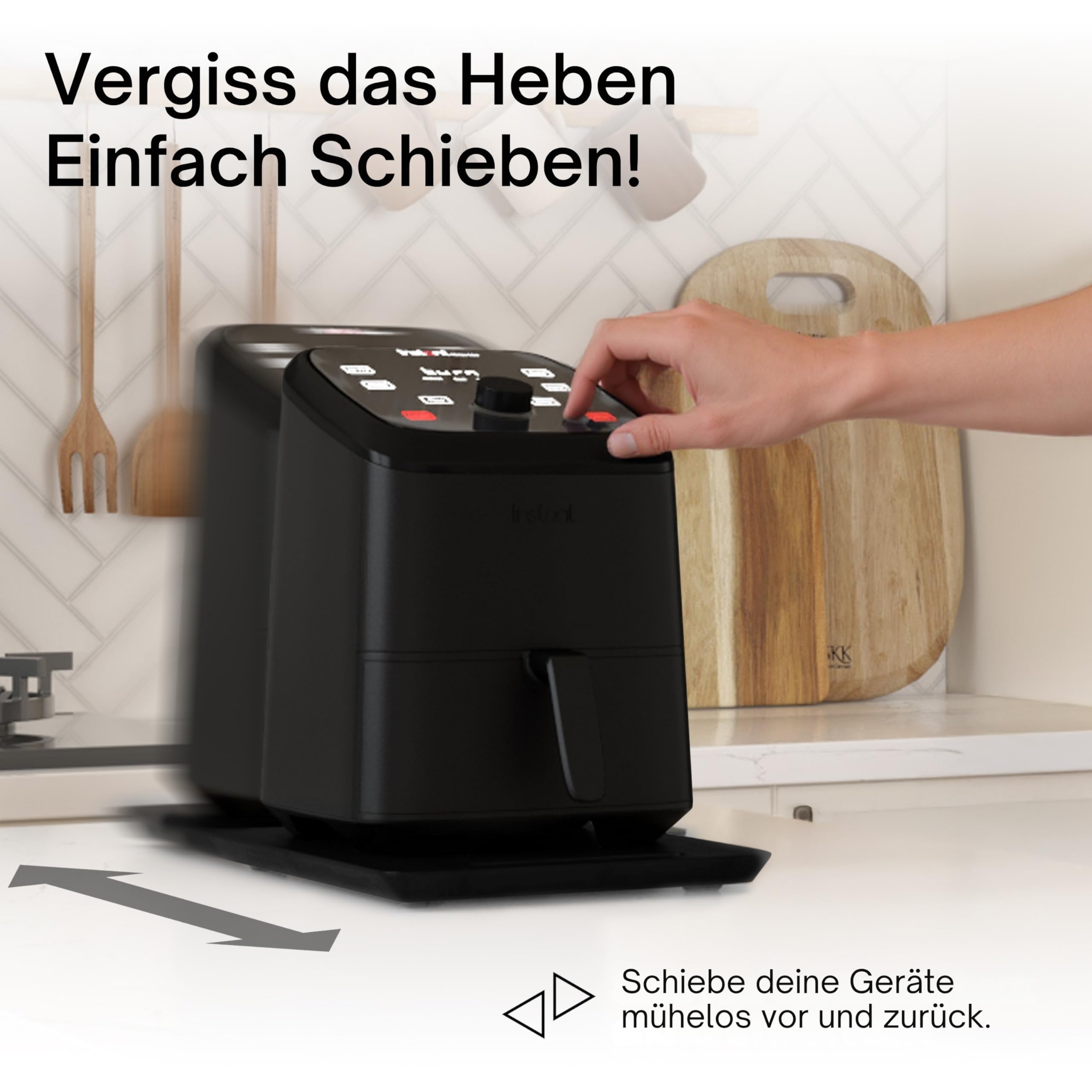 Ibyx Bambus Gleitbrett mit leisen Rollen – Heißluftfritteuse, Kaffeemaschine & Multifunktions-Küchenmaschine - Verschraubt, 18kg belastbar - Passt unter Hängeschränke