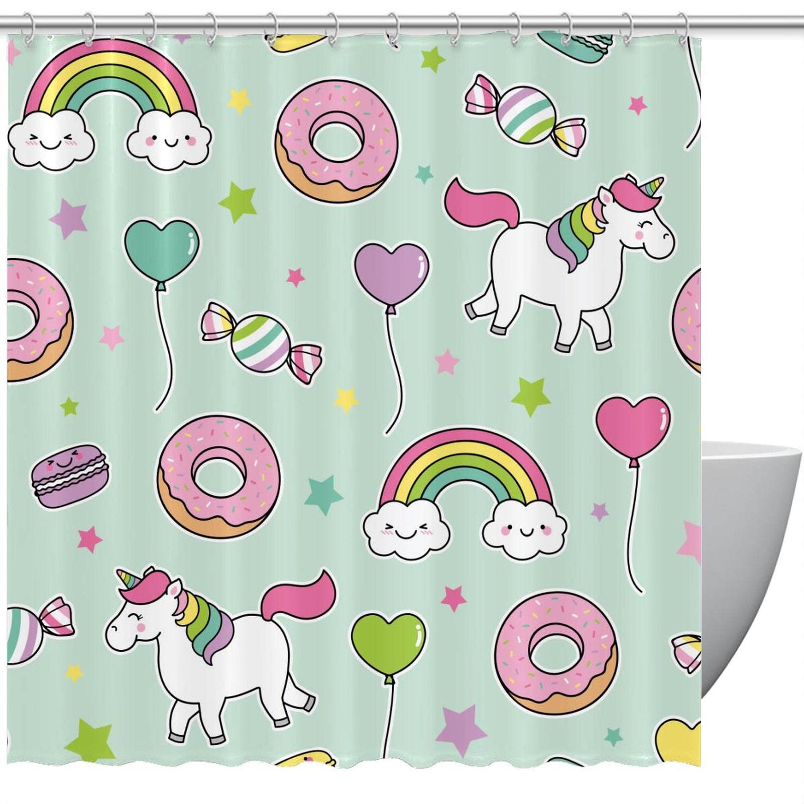 Rideau de douche arc-en-ciel et licorne pour transformer la salle de bain des enfants