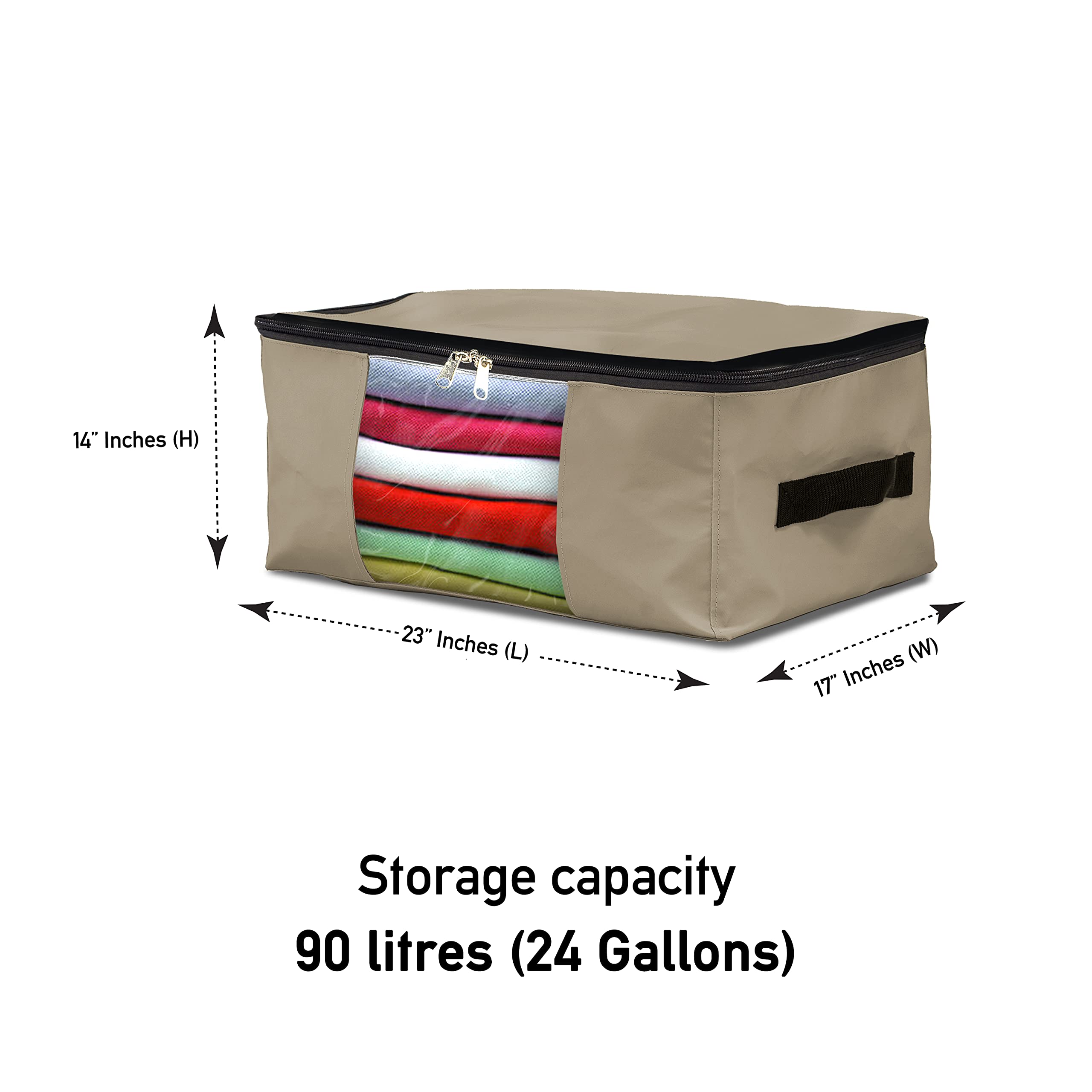 Covers & All Storage Bags, 90 litres Large size Space Saver bags Heavy Duty Storage Organizer Multipurpose, 12 Oz Waterproof UV-Resistant & Tear-Proof (23