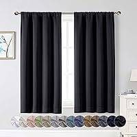 Vista 115 de Cortinas opacas para dormitorio, sala de estar, juego de 2 paneles de 54 pulgadas de largo, cortinas de oscurecimiento de habitación con aislamiento