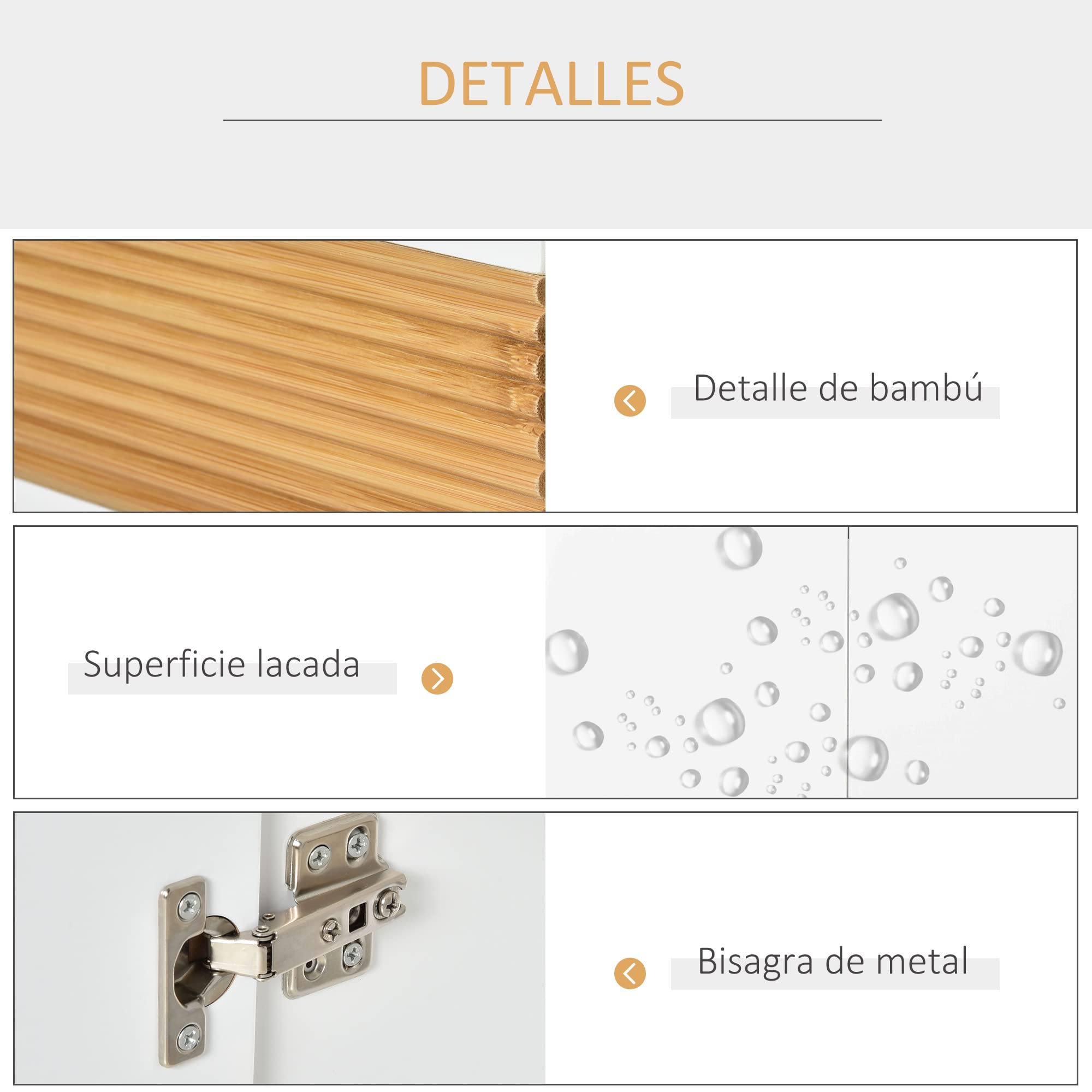 kleankin Mueble para Debajo del Lavabo Armario Baño de Suelo de Madera con 2 Puertas y Estante Interior Estilo Moderno 60x30x60,5 cm Blanco