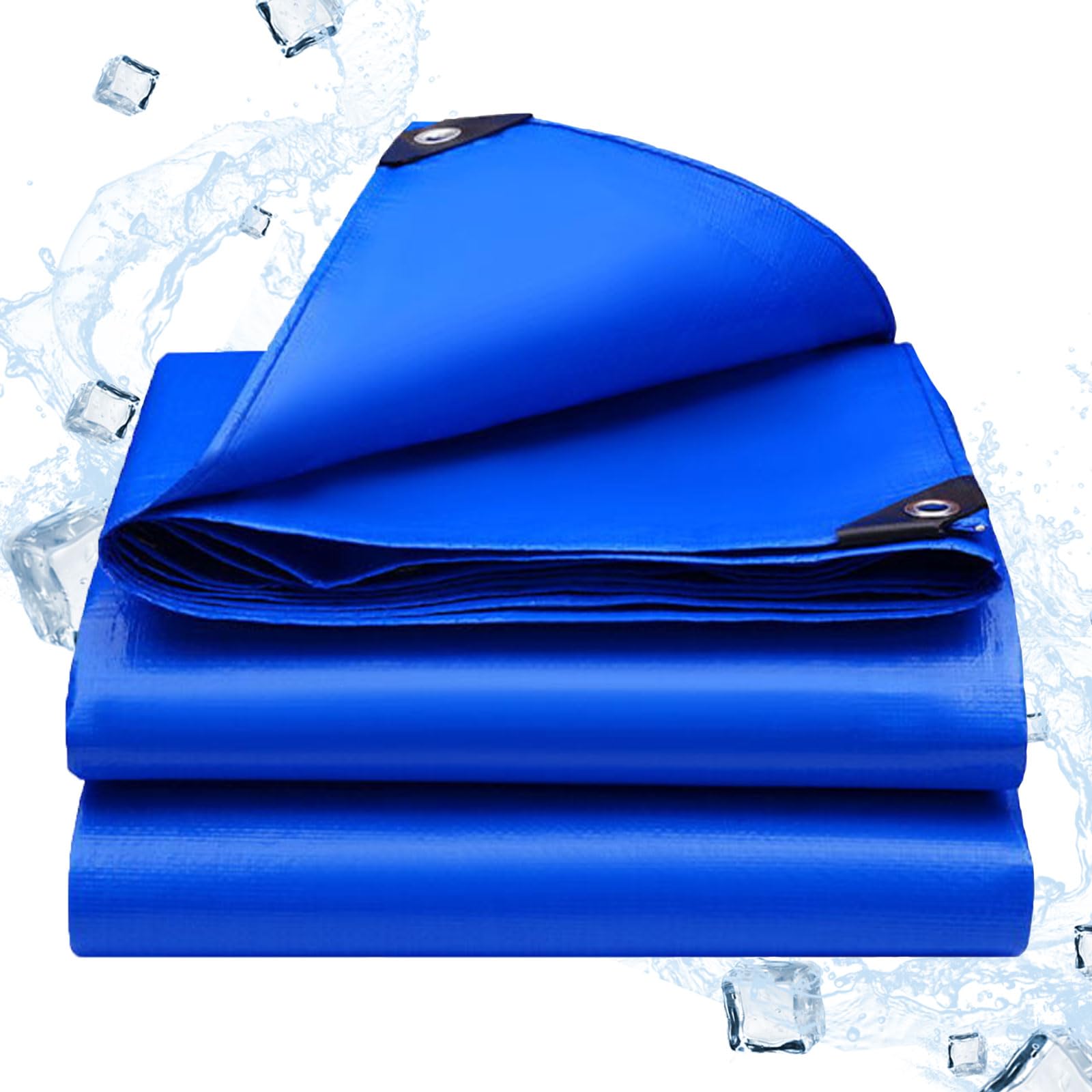 Lona impermeable azul de 1.2 x 2.2 m con ojales metálicos para protección exterior