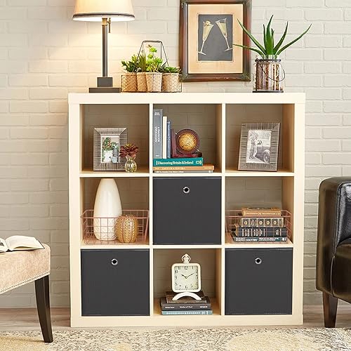 Vista 18 de Cubos de tela de almacenamiento, cubos de almacenamiento plegables de tela de 11 pulgadas, cestas organizadoras con asas para estantes, armario