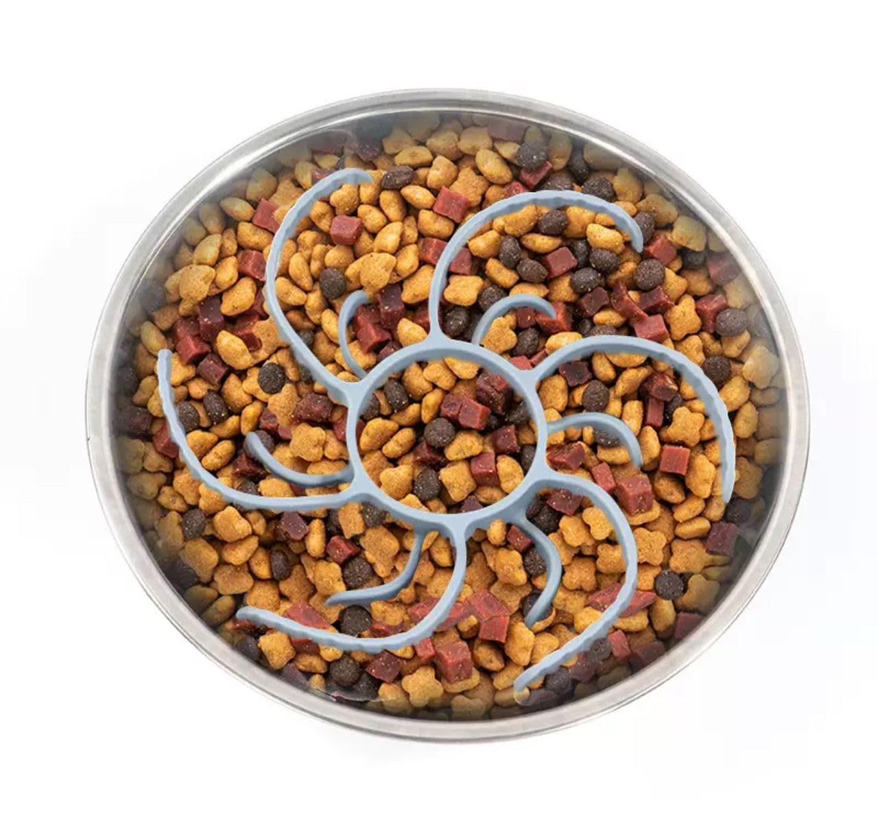 Generic Revolutionary Slow Feeder Insert [Octopus Suction Cups], Non-Toxic, Easy Clean, Anti-Gulp. for Large & Medium Size Dog Compatible with Regular and Elevated Bowls, Grey - image 2