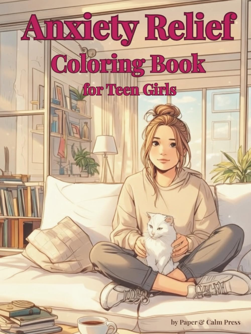 Anxiety Relief Coloring Book for Teen Girls: Cozy Bedroom Vibes & Lo-fi Aesthetic Pages for Stress Relief