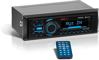 BOSS Audio Systems MR1308UABK Single Din, Bluetooth, MP3 WMA USB SD AM FM Weather-Proof Marine Stereo, - - no CD DVD, Detachable Front Panel, Wireless Remote , Black , 8.75" x 3.83" x 8.25"