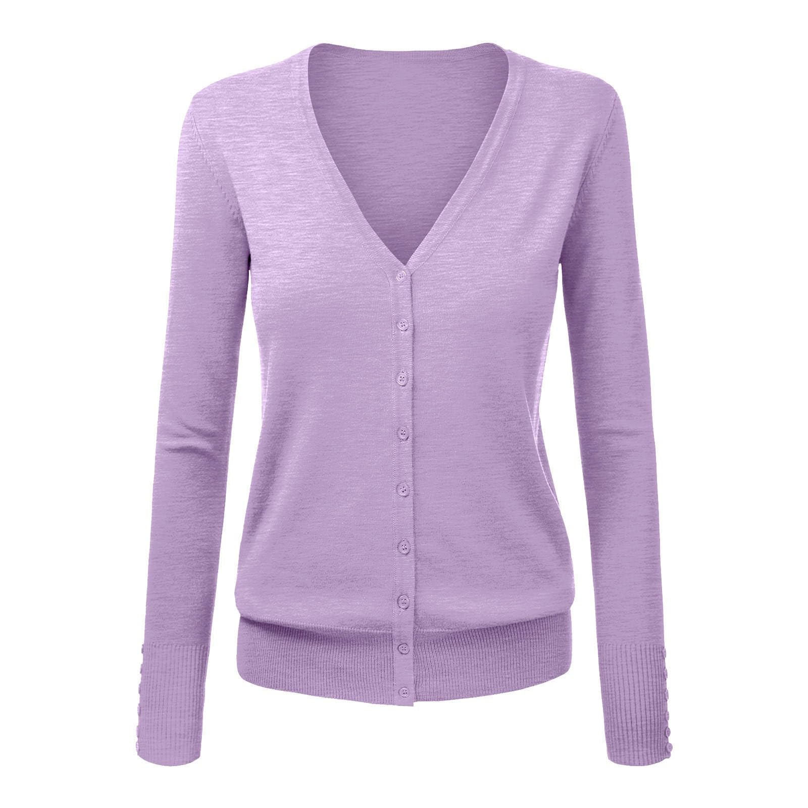 Cardigans para mujer elegante cárdigan casual manga larga suéter de punto estrecho transpirable con botones chaqueta camisa con cuello en V ligero clásico cárdigan de punto con botón verano