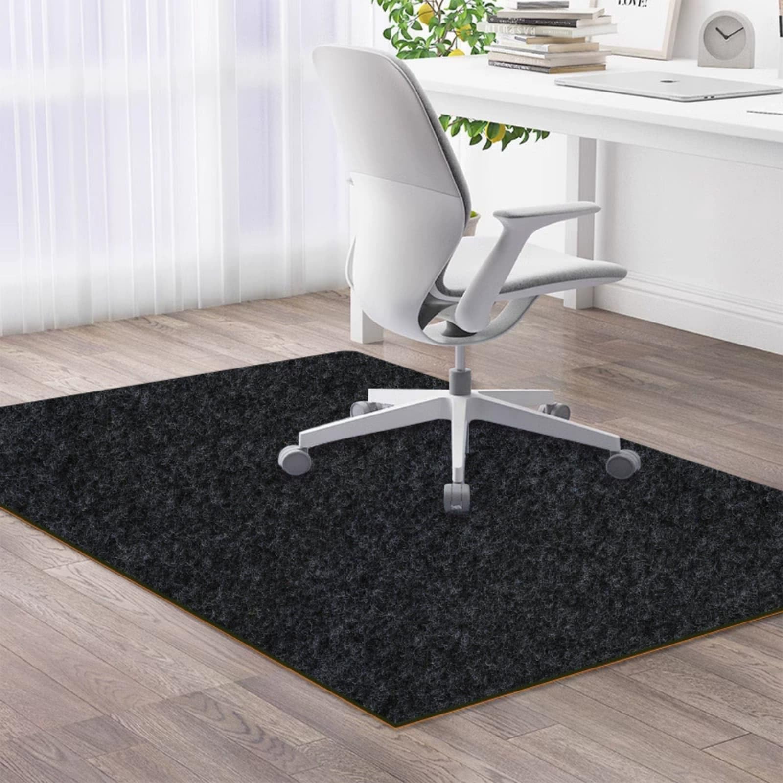 Tapete para silla de oficina, 5,5 mm de grosor, antiarañazos, antideslizante, protector para suelos de madera dura, alfombra de escritorio multiusos (gris oscuro, 100 x 100 cm)